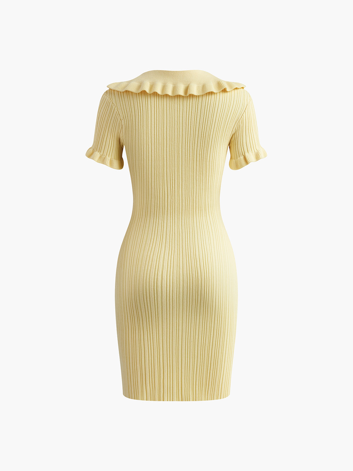 Metal Düğmeli Slim Fit Yaka Örgü Kısa Elbise Shine Aura