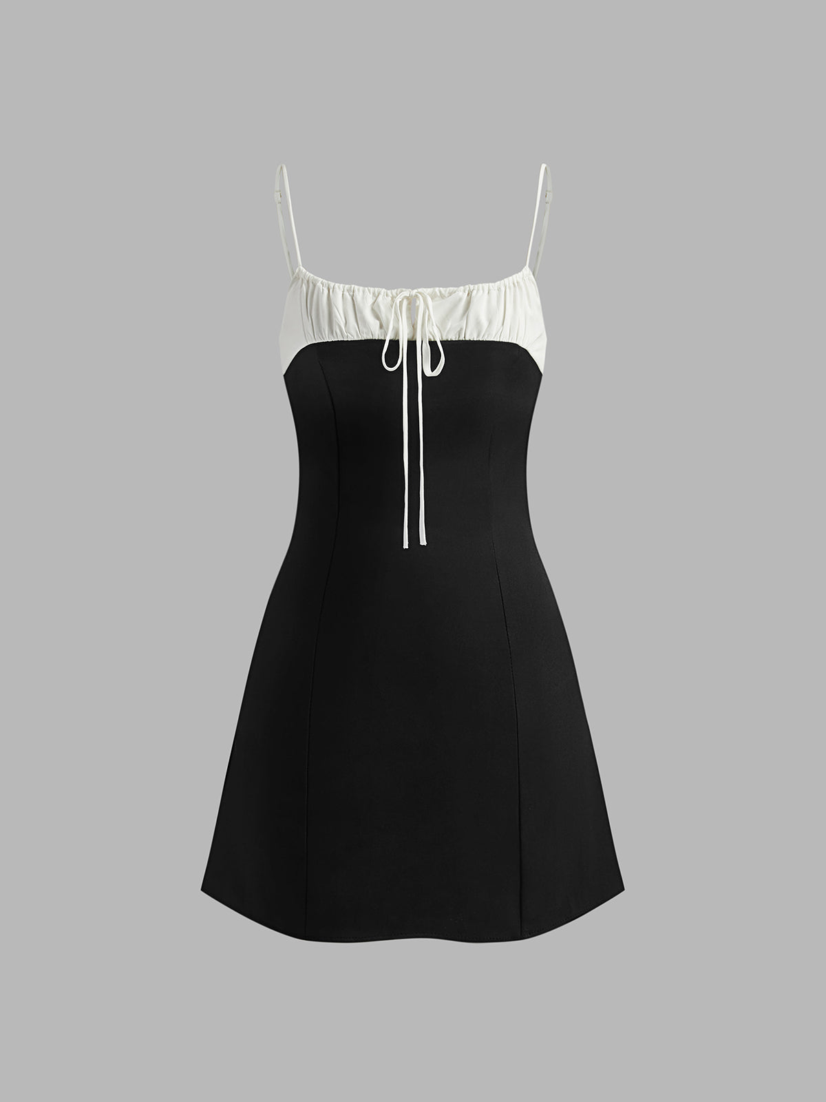 Kontrast Bağcıklı Cami Kısa Elbise Shine Aura