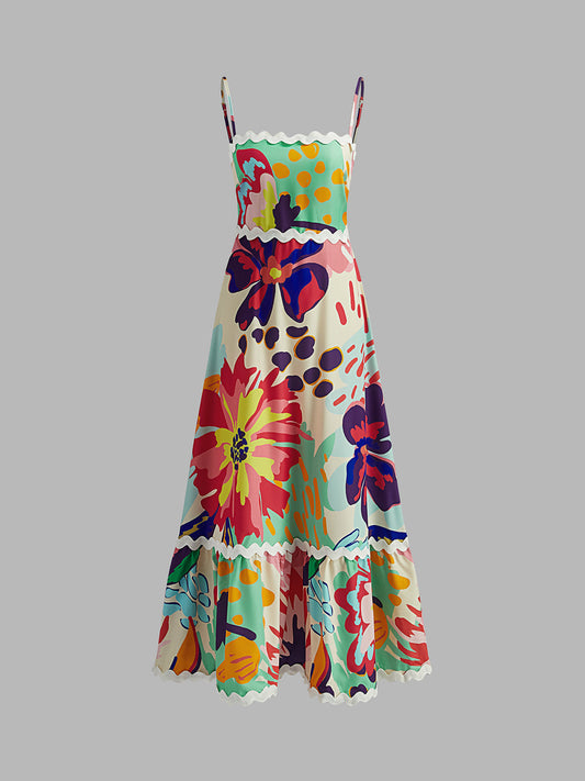 Boho Çiçekli Cami Elbise