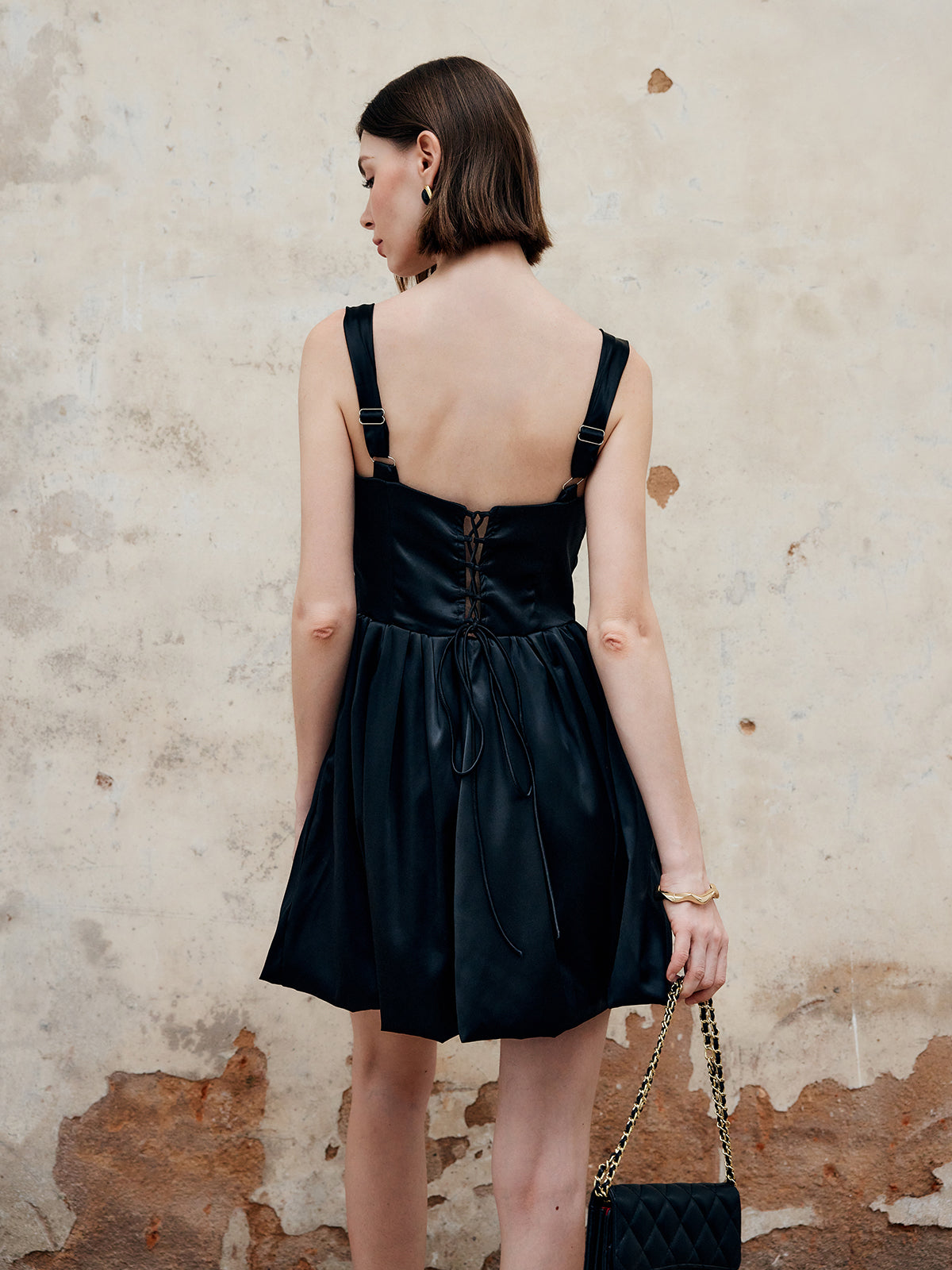 Pileli Dantelli Tank Kısa Elbise Shine Aura