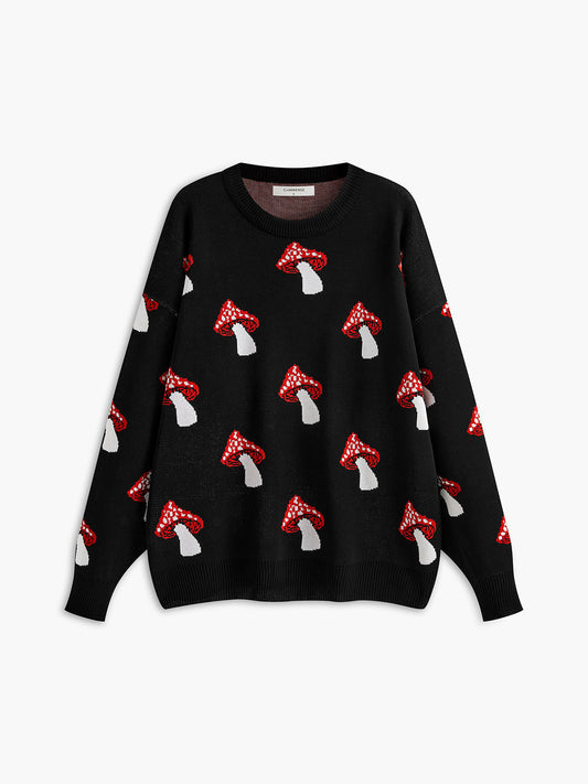 Round Neck Jacquard Sweater 