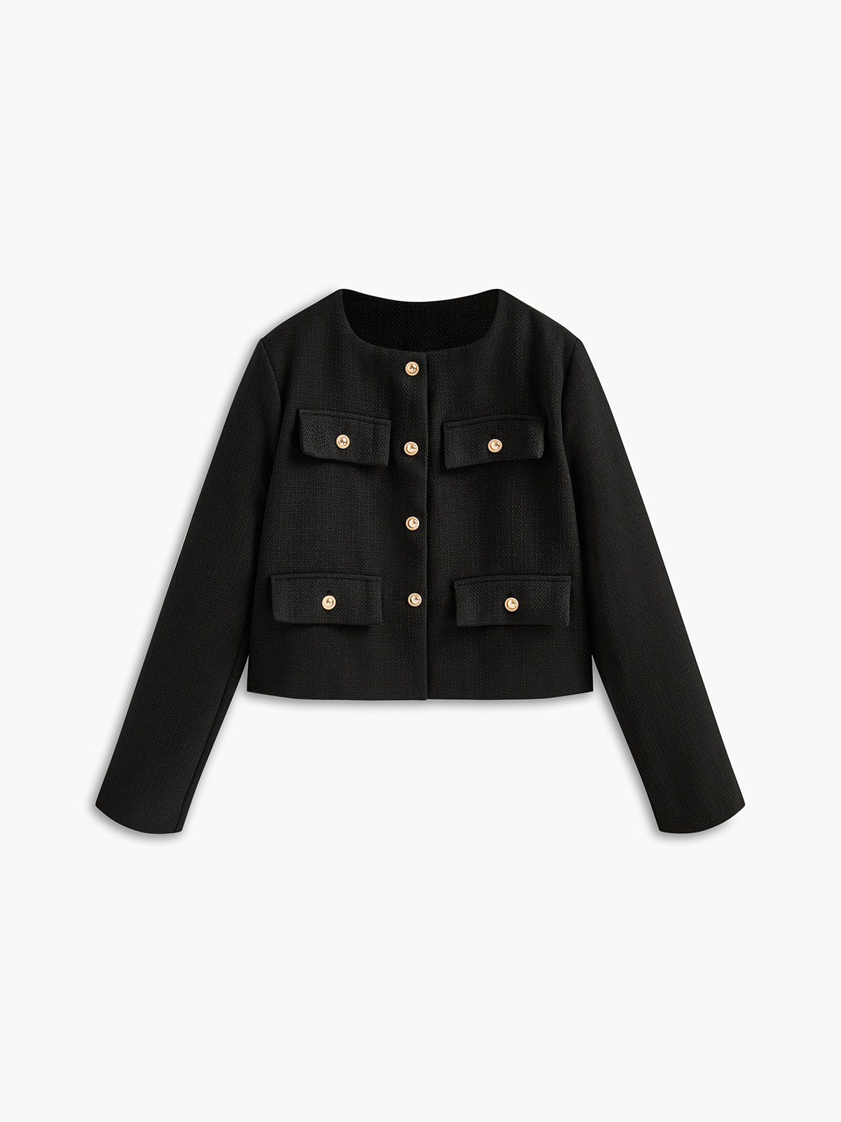 Altın Düğmeli Tweed Ceket Shine Aura