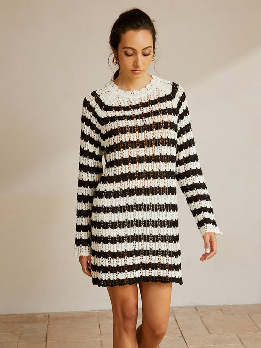 Çizgili Marul Detaylı Boş Sweatshirt Shine Aura