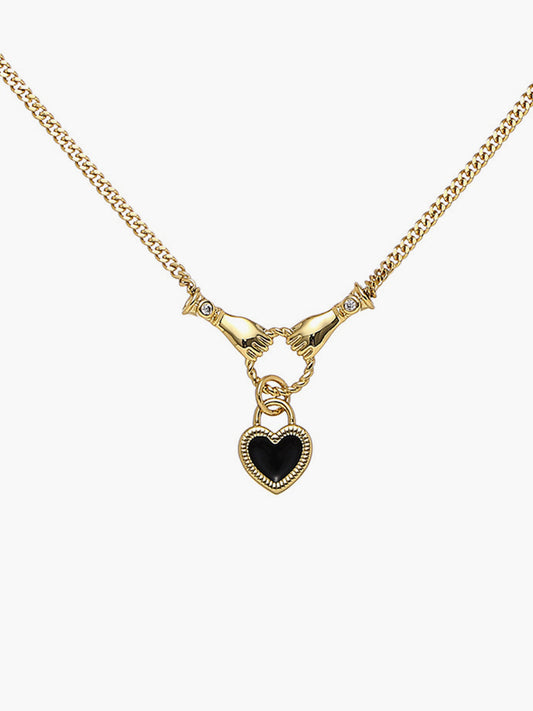 Hands Heart Pendant Necklace Shine Aura