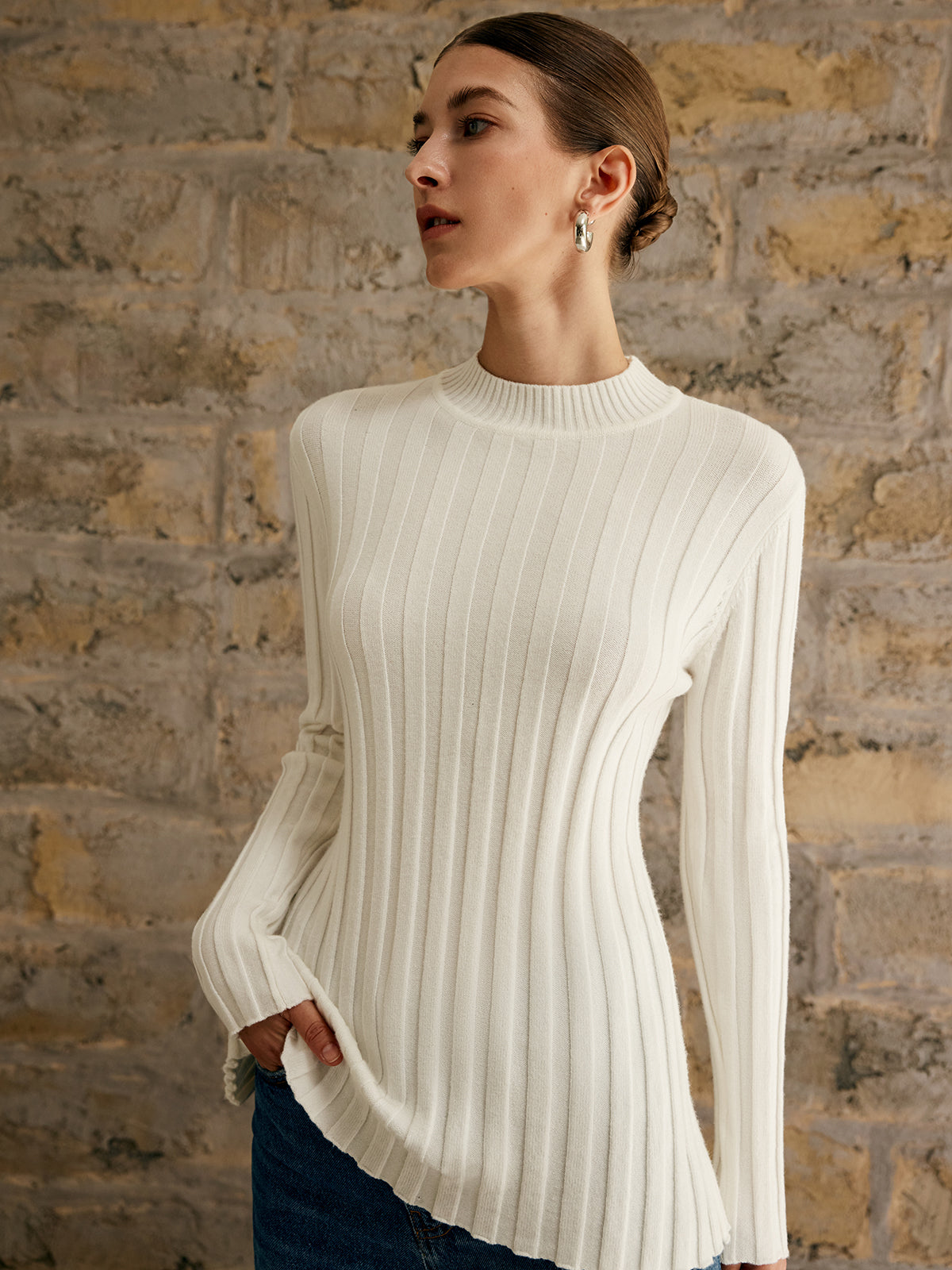 Tie Open Back Knit Top Shine Aura