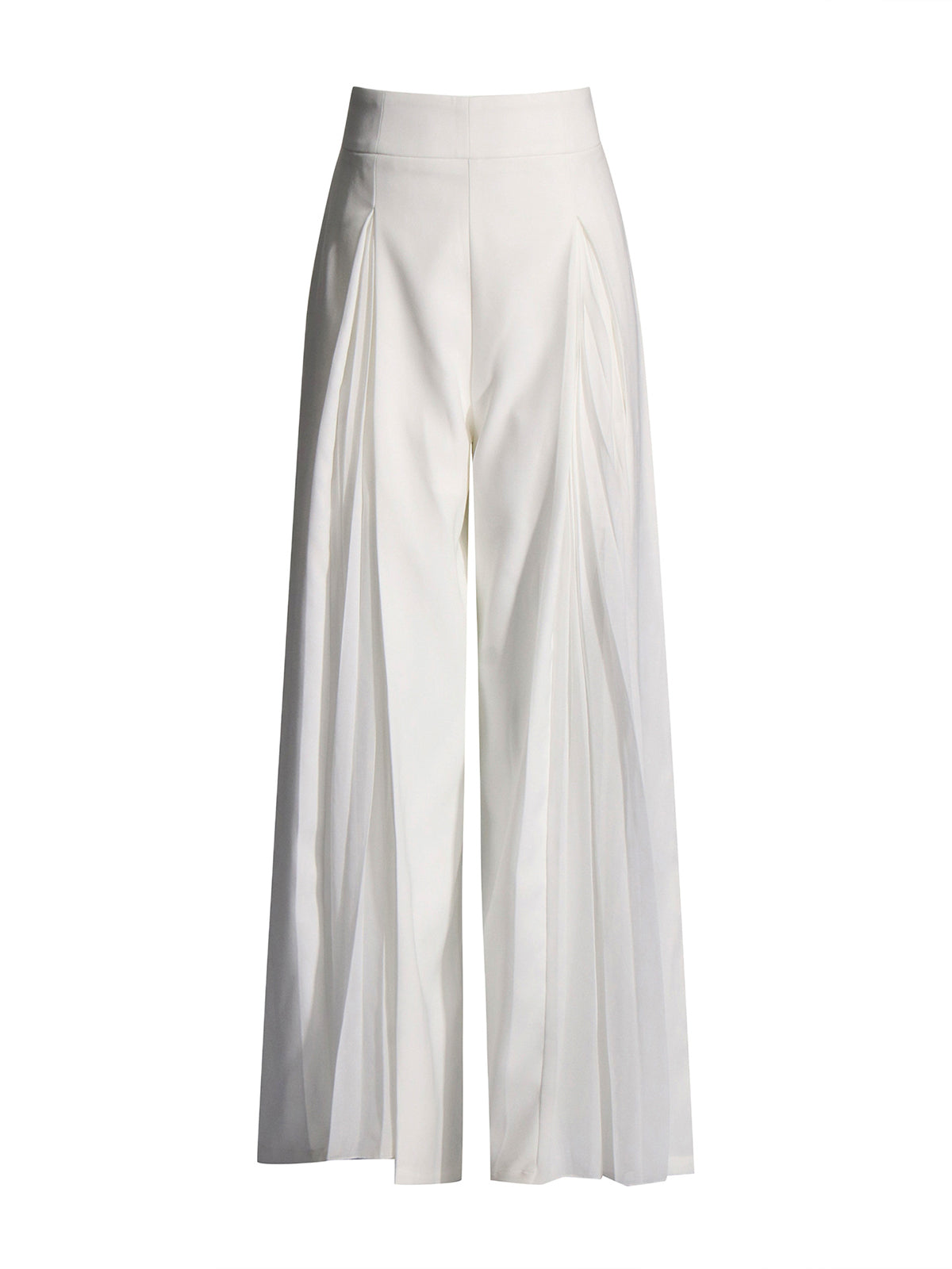 Pleated Zipper Semi-Sheer Pants Shine Aura