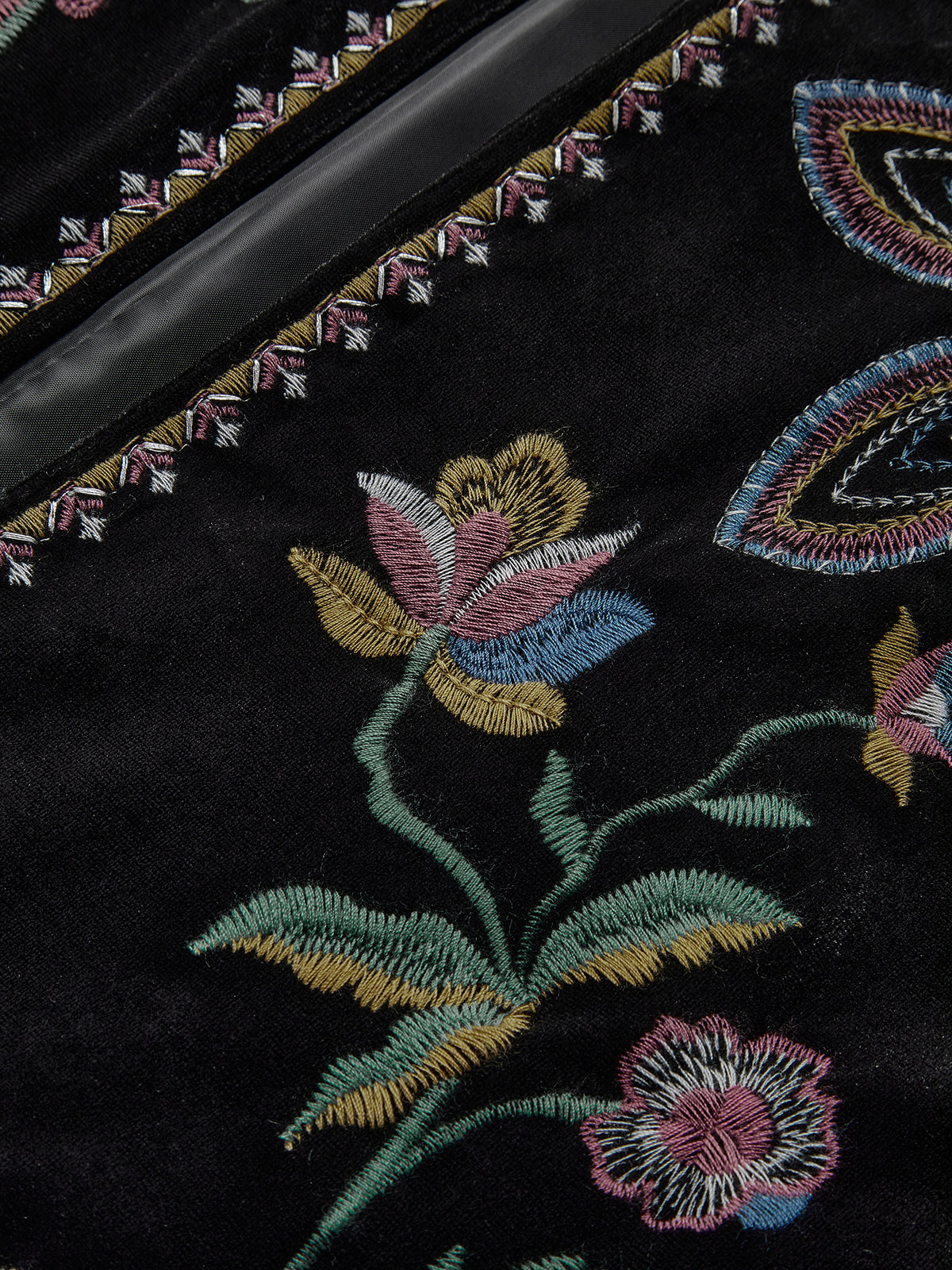 Boheme Nakışlı Kadife Ceket Shine Aura