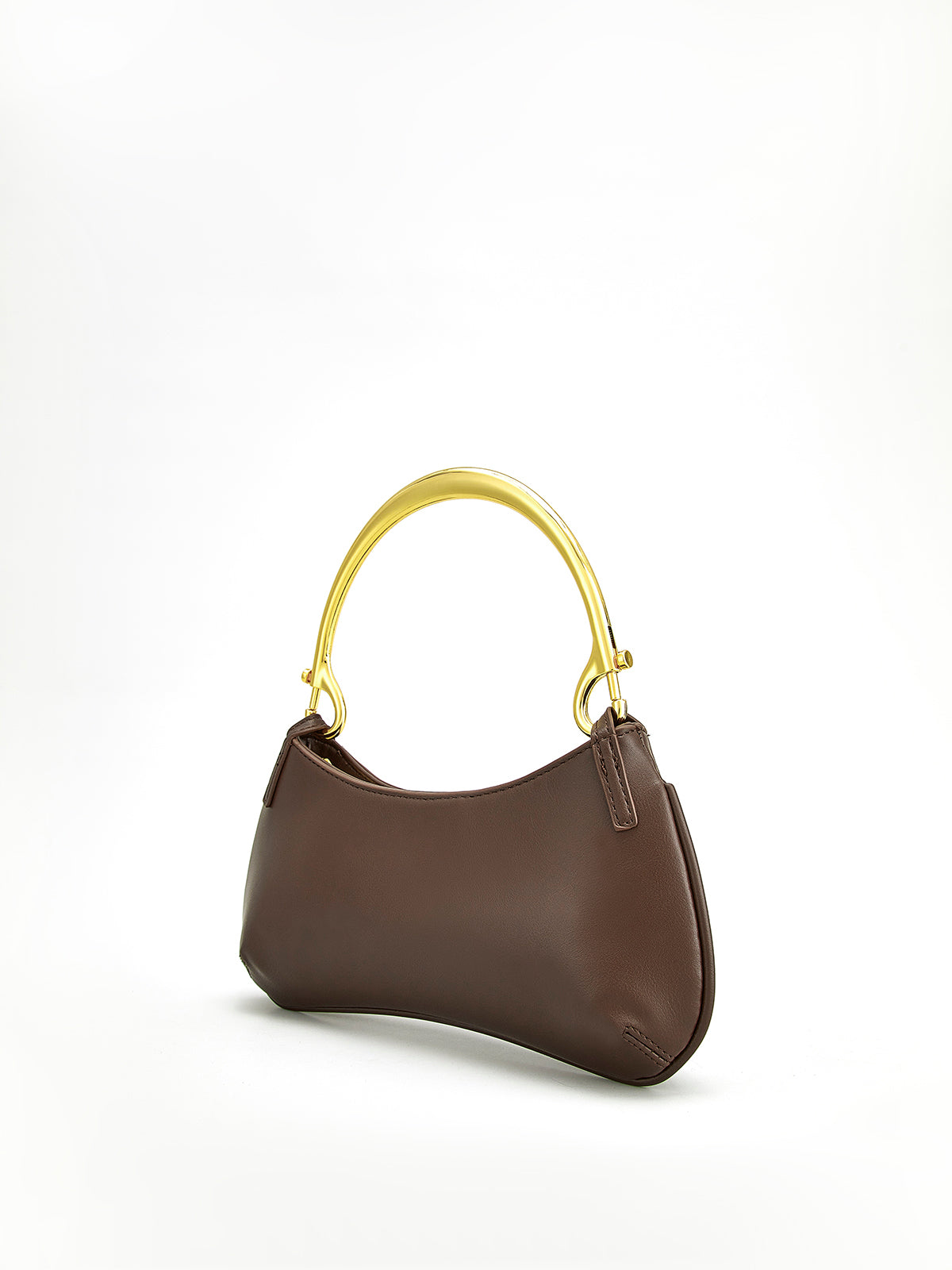 Metal-Handle Zipper Armpit Bag Shine Aura