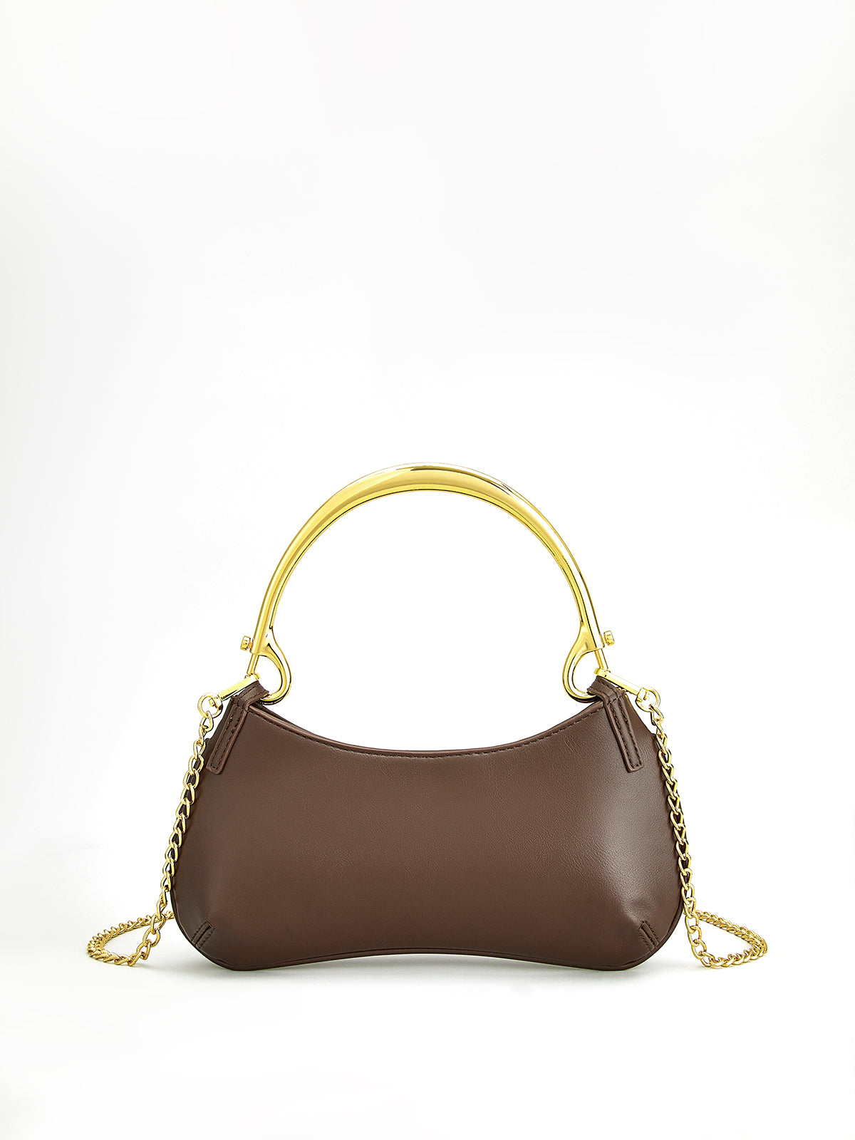 Metal-Handle Zipper Armpit Bag Shine Aura