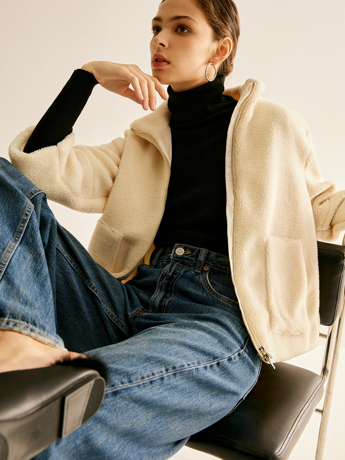 Cep Fermuarlı Sıcak Polar Ceket Shine Aura