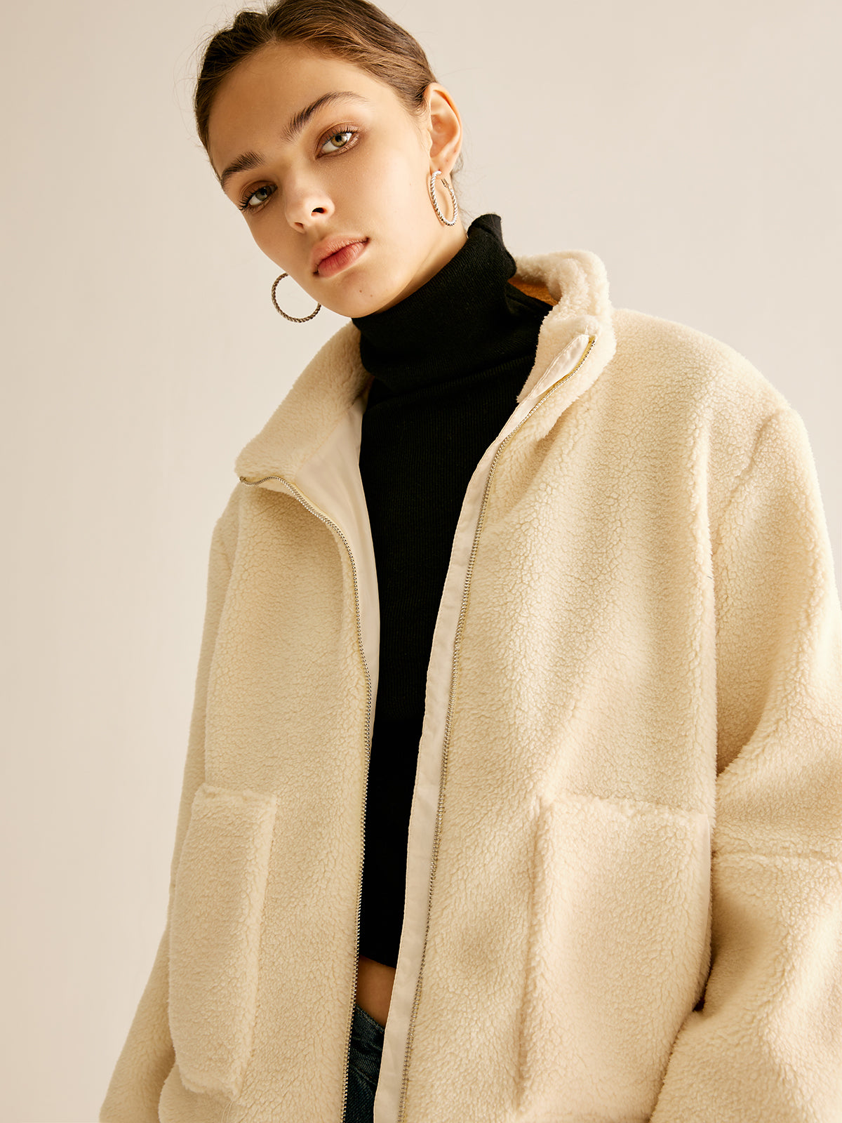 Cep Fermuarlı Sıcak Polar Ceket Shine Aura