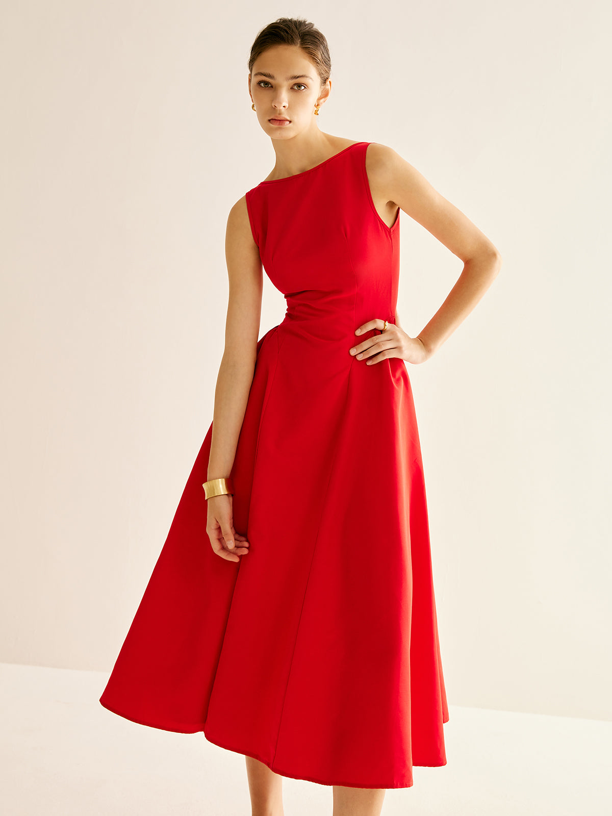 Elegant Pleated Tank Dress Shine Aura
