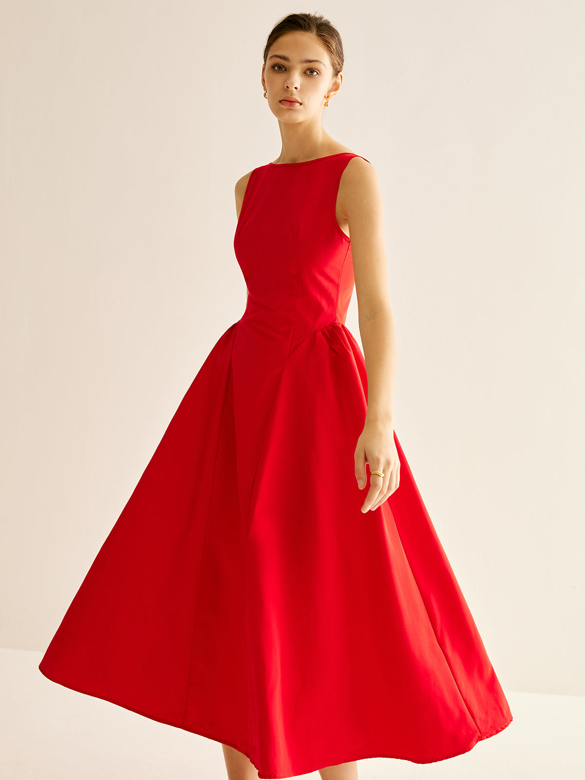 Elegant Pleated Tank Dress Shine Aura