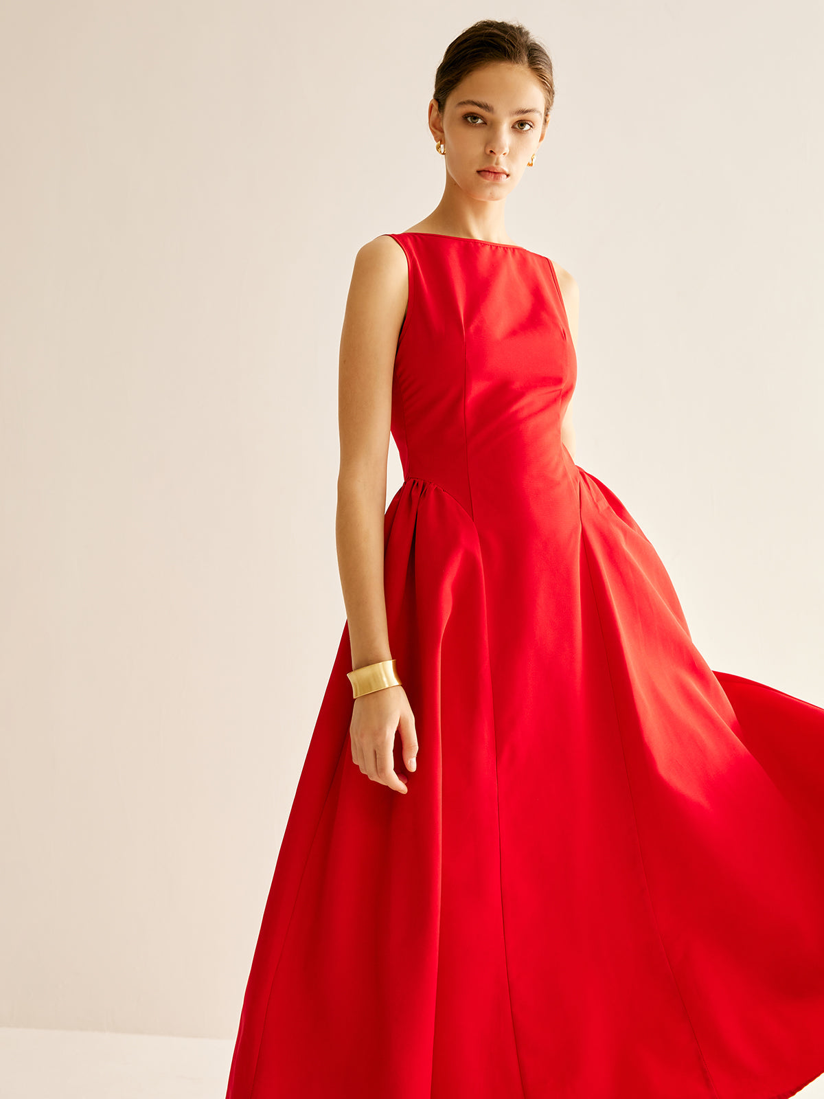 Elegant Pleated Tank Dress Shine Aura