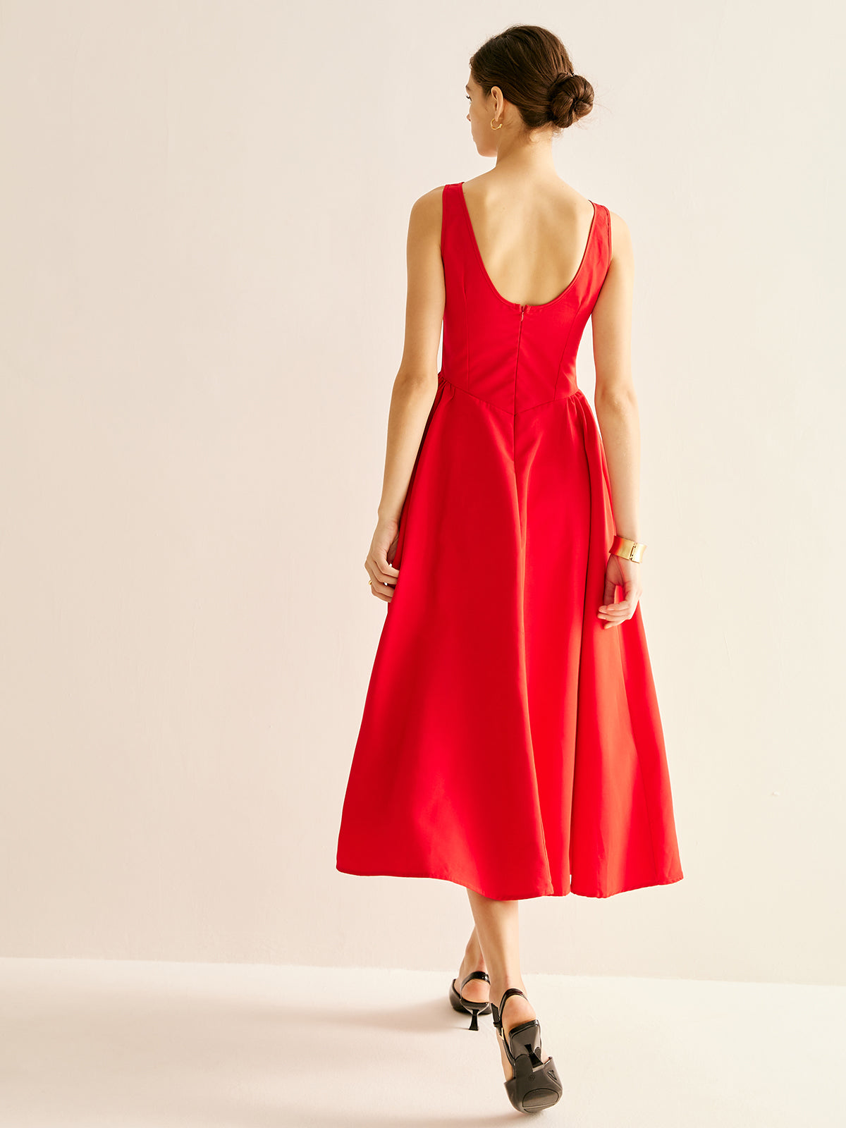 Elegant Pleated Tank Dress Shine Aura