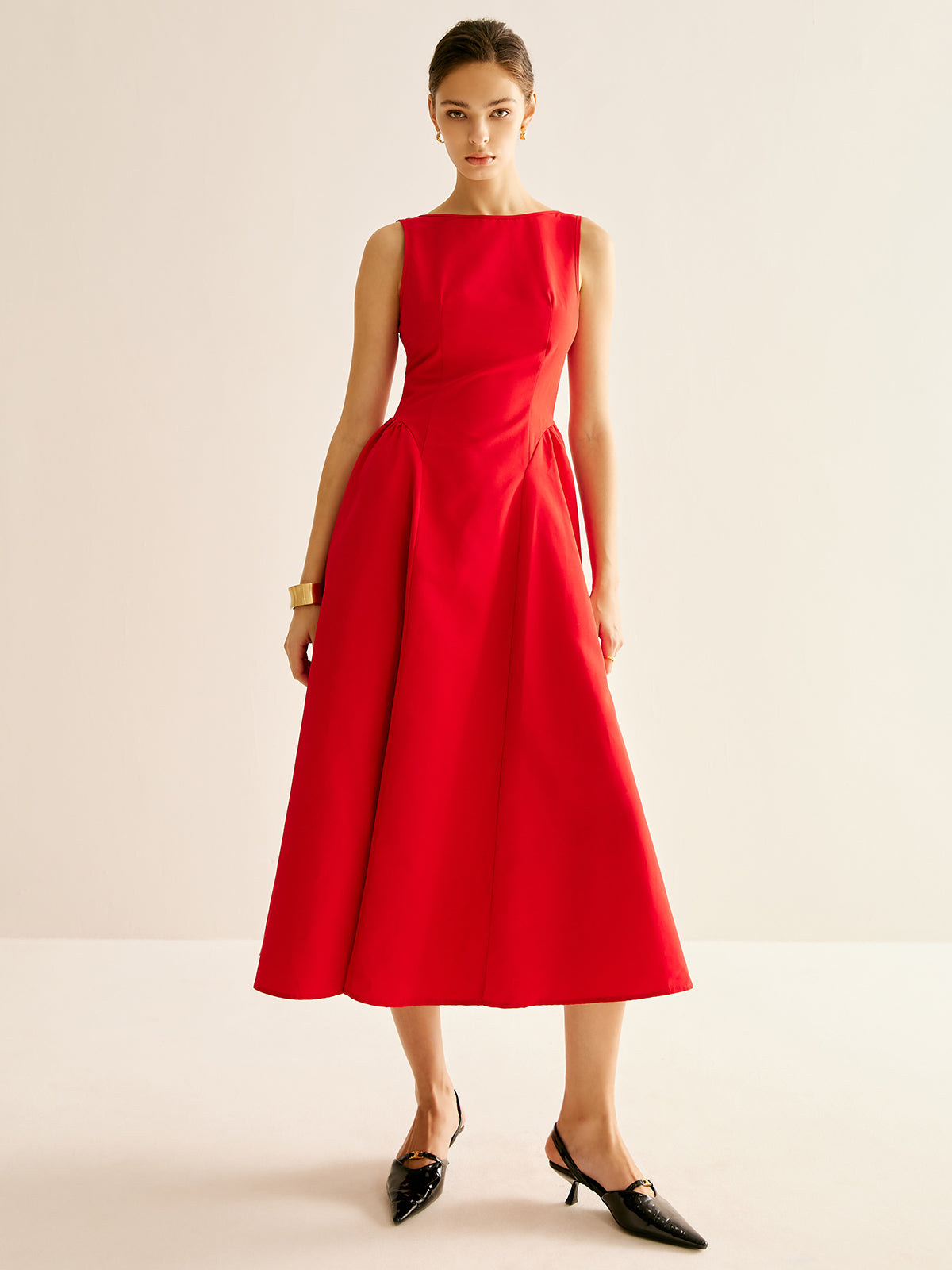 Elegant Pleated Tank Dress Shine Aura