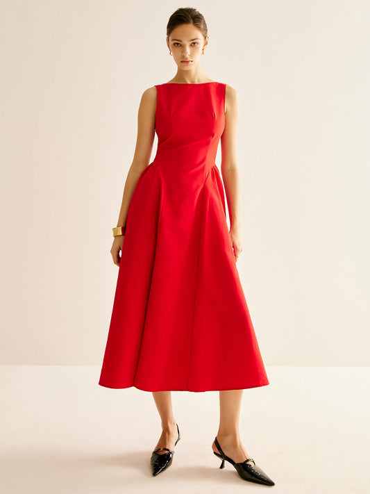 Elegant Pleated Tank Dress Shine Aura