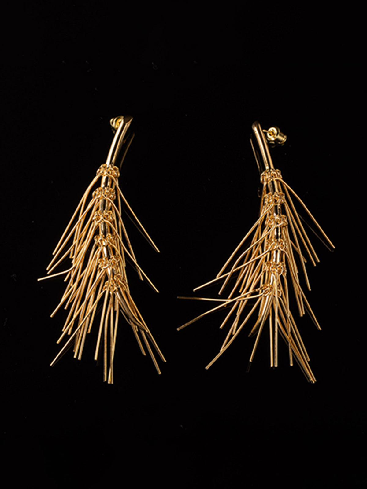 Golden Tassel Stud Earrings Shine Aura