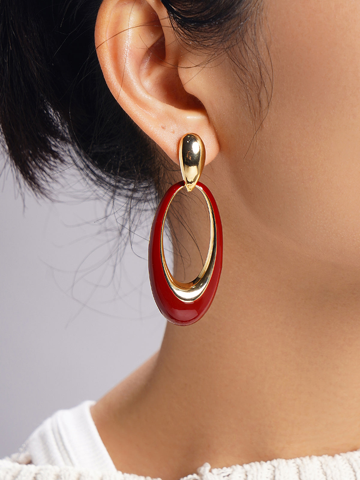 Oil Drop Oval Hoop Earrings Shine Aura