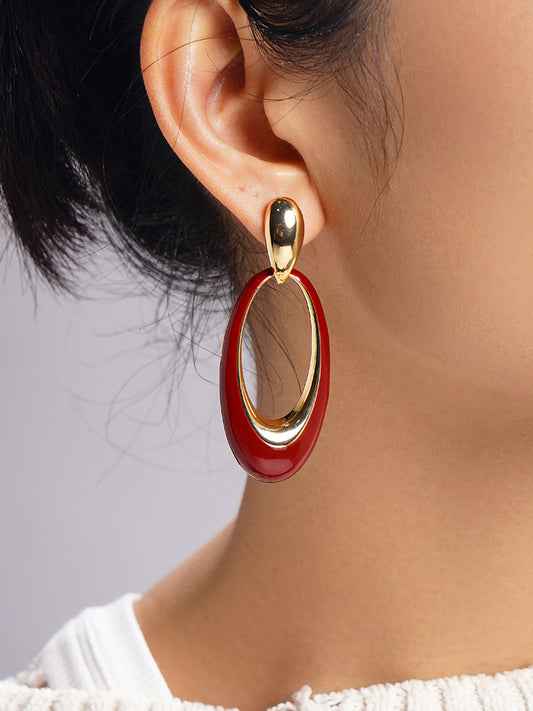 Oil Drop Oval Hoop Earrings Shine Aura