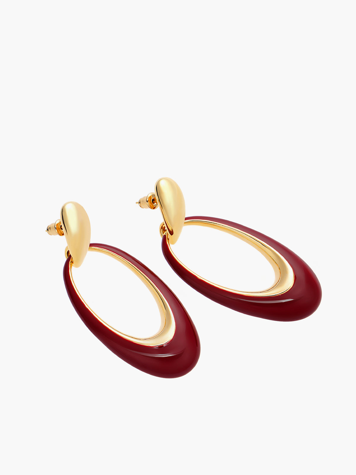 Oil Drop Oval Hoop Earrings Shine Aura