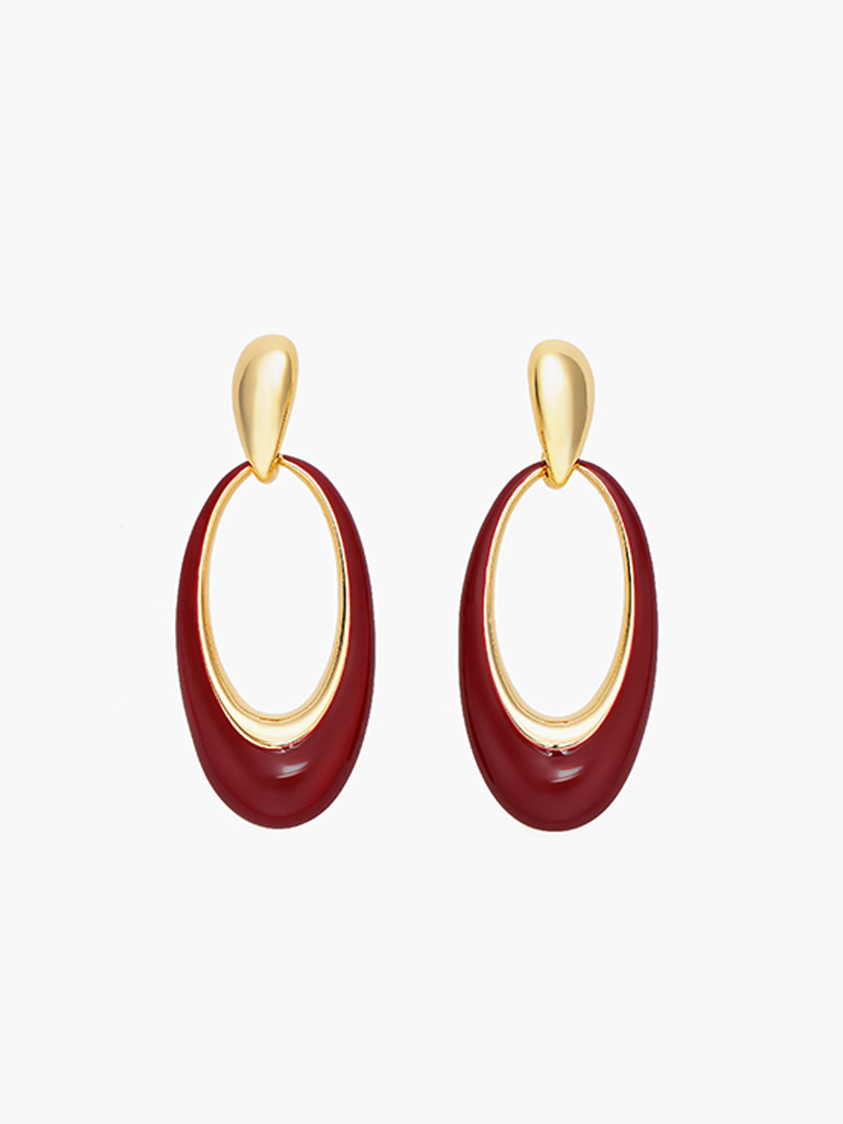 Oil Drop Oval Hoop Earrings Shine Aura