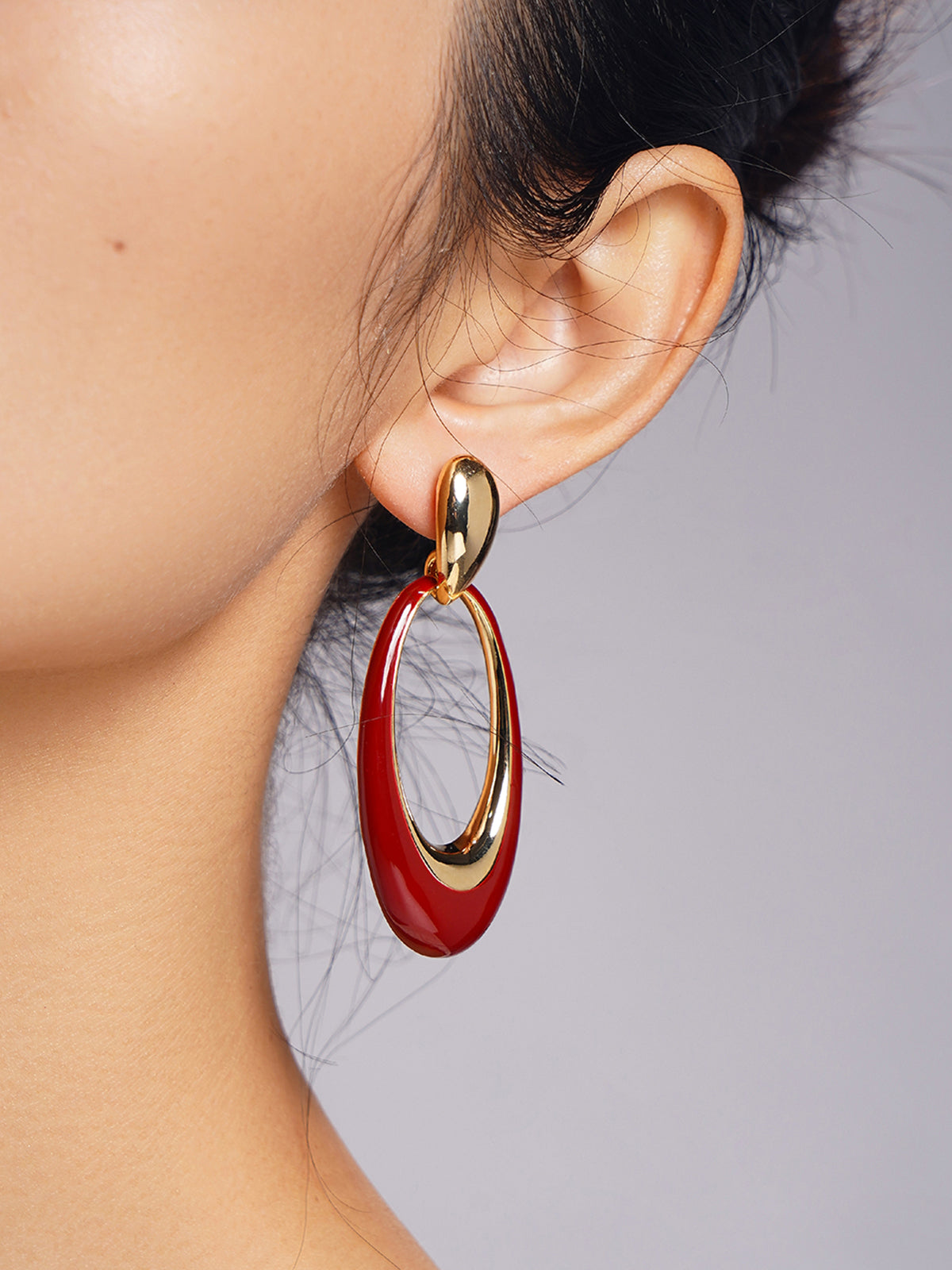 Oil Drop Oval Hoop Earrings Shine Aura