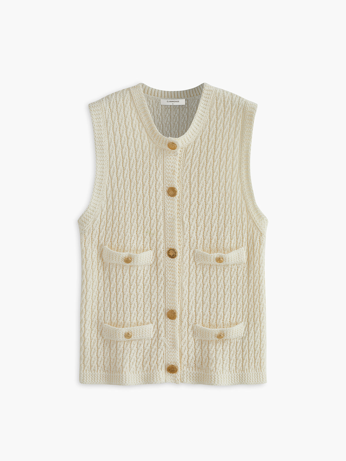 Elegant Golden Breasted Sweater Vest Shine Aura