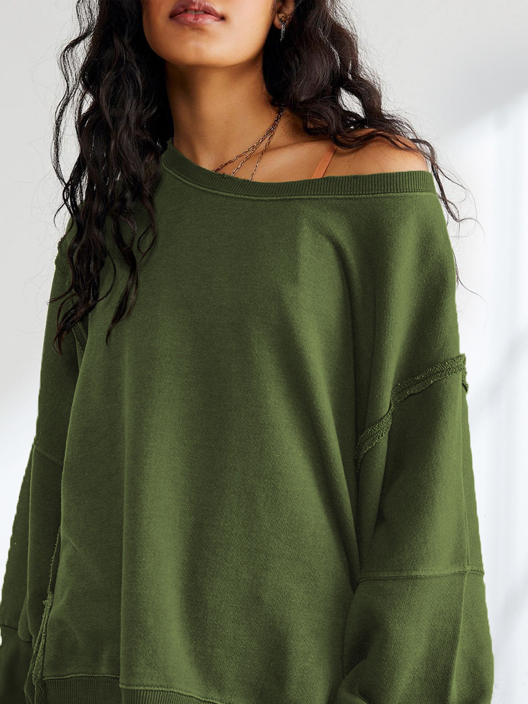 Düz Pamuklu Bölümlü Sweatshirt Shine Aura