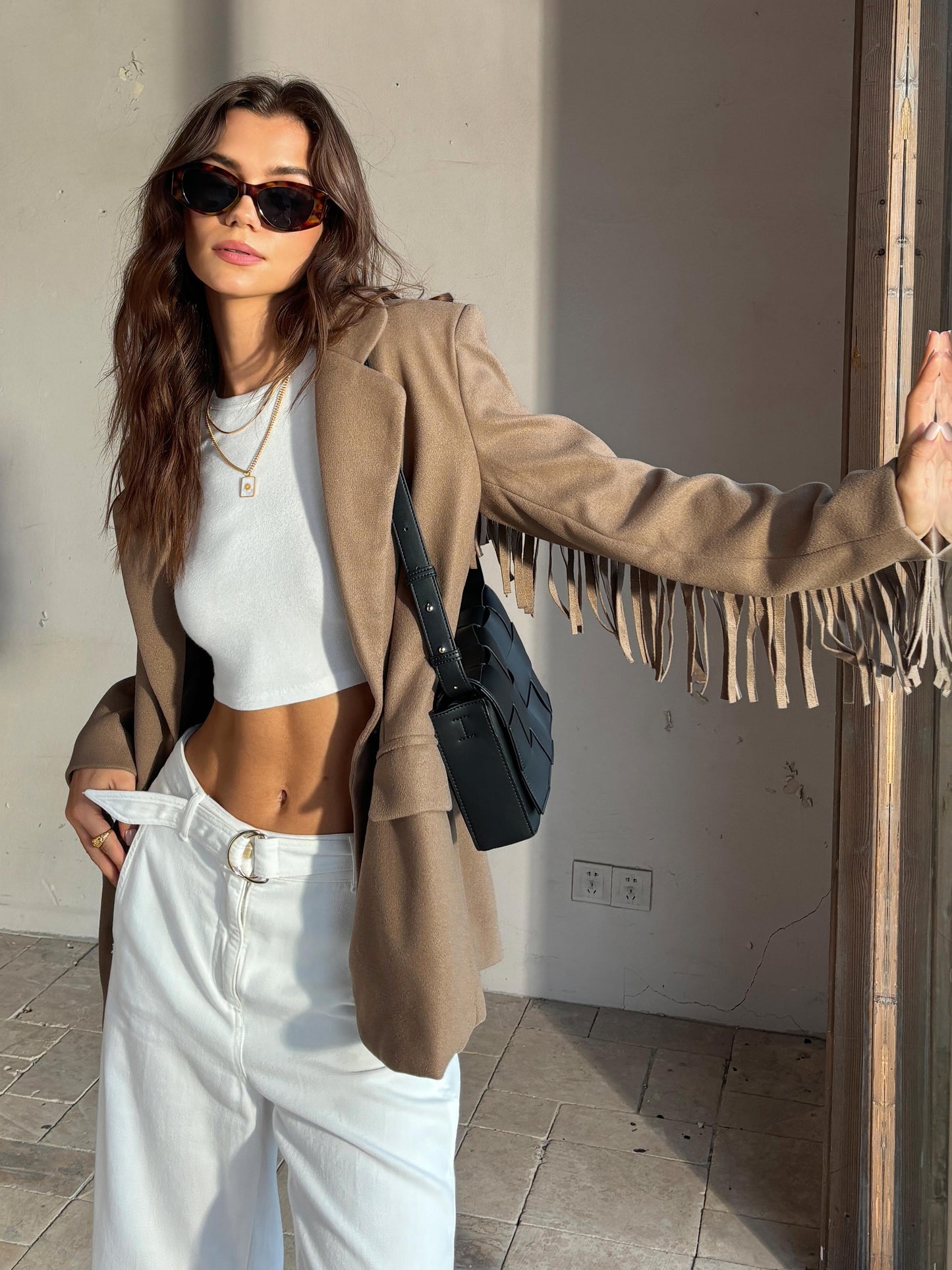 Tassel Tasarım Yırtmaçlı Piping Ceket Shine Aura