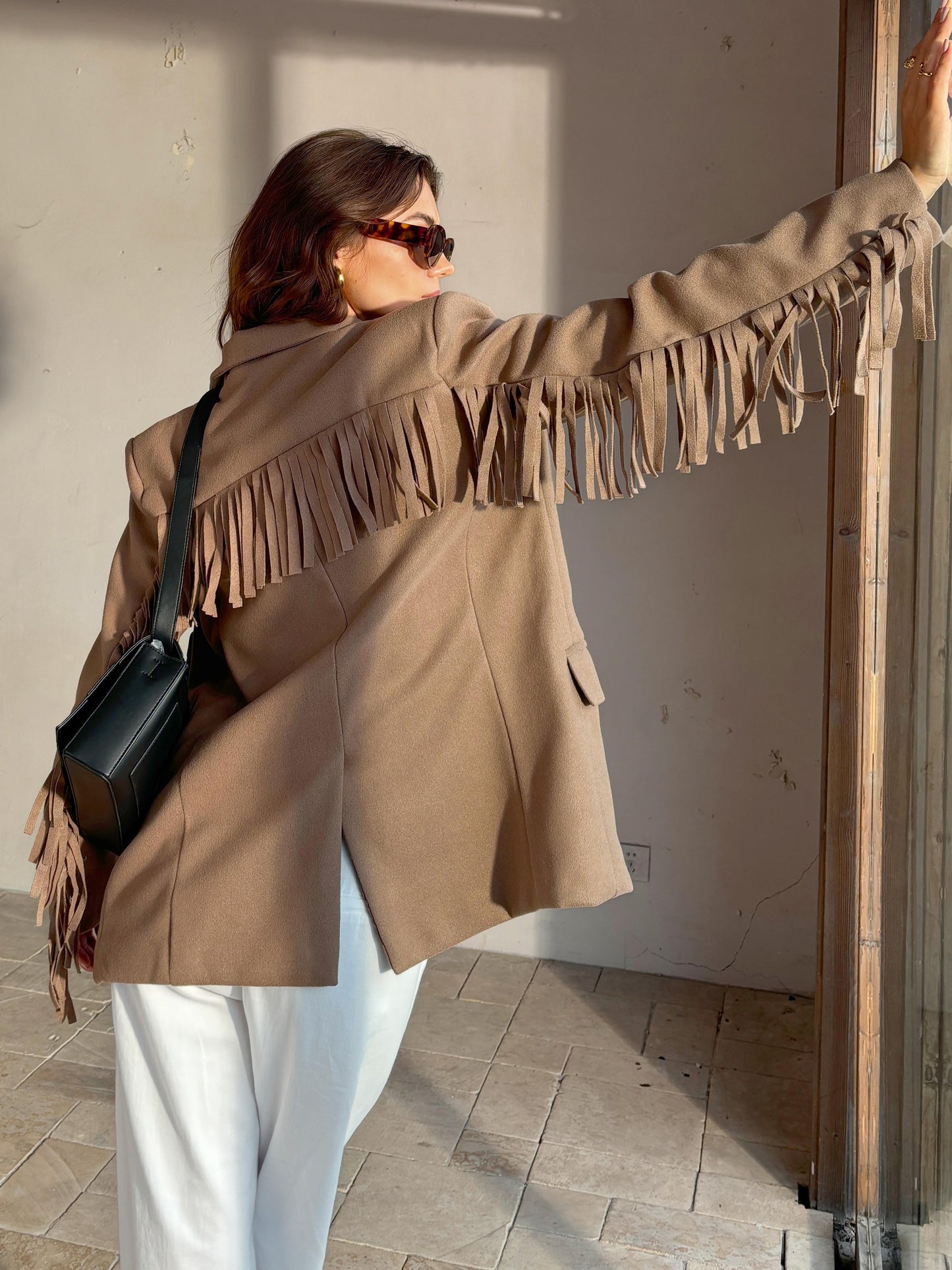 Tassel Tasarım Yırtmaçlı Piping Ceket Shine Aura