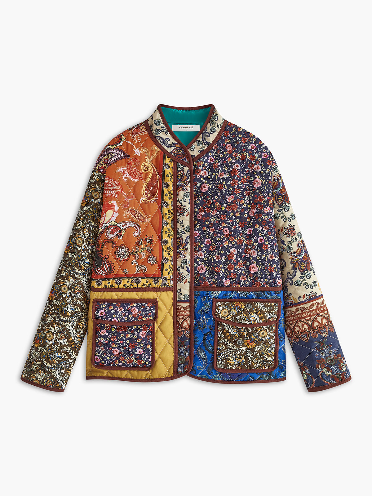 Çok Renkli Baskılı Cepli Kış Palto Shine Aura