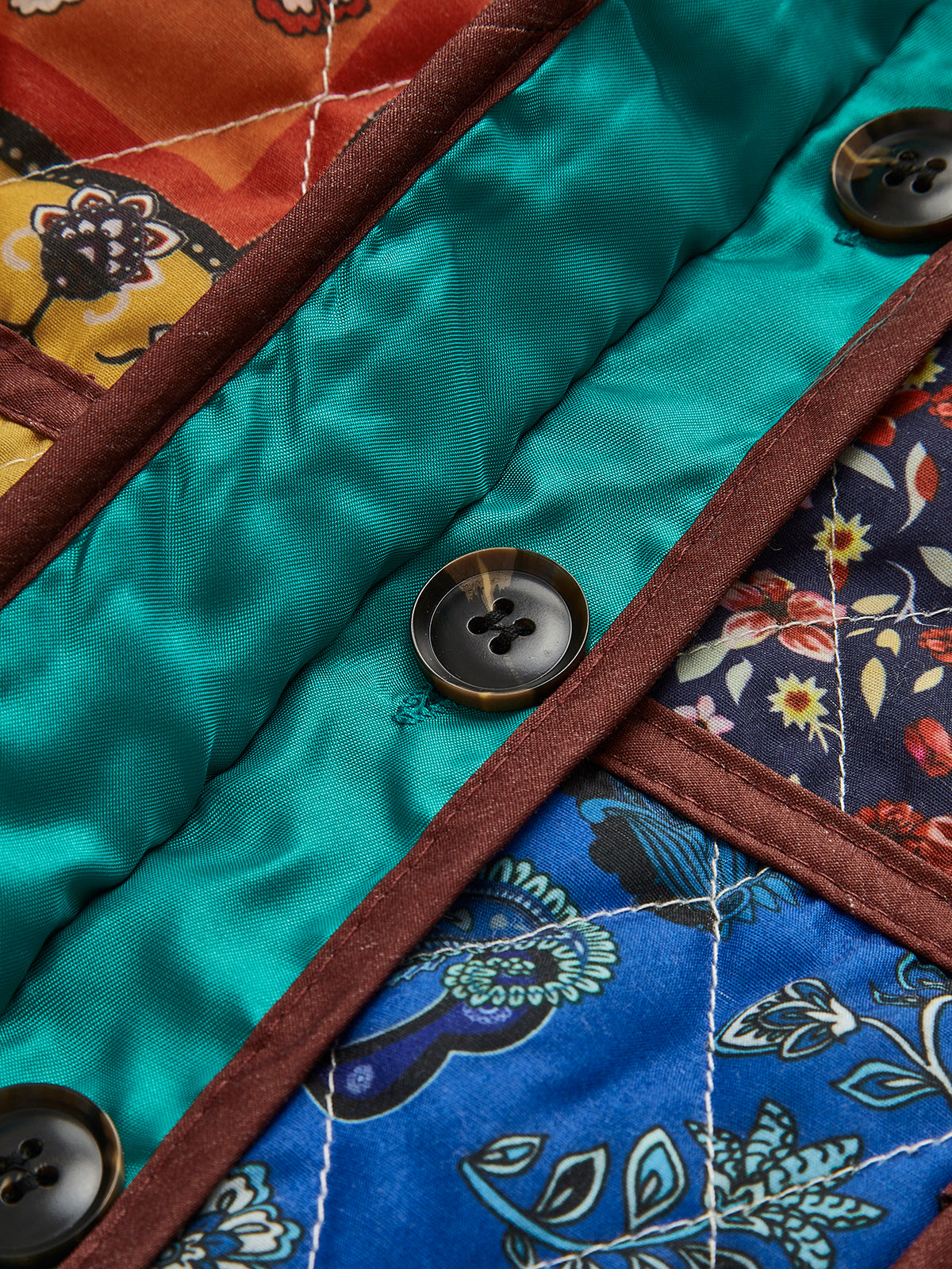 Çok Renkli Baskılı Cepli Kış Palto Shine Aura