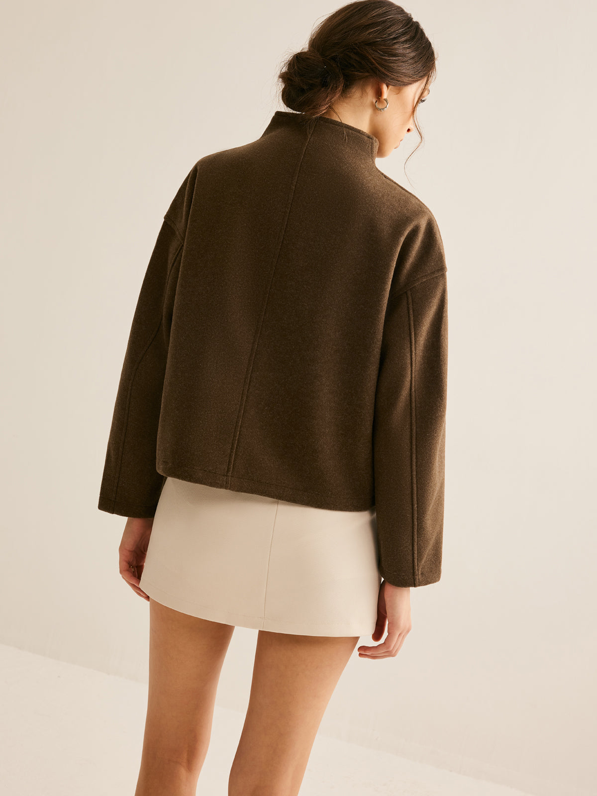 İkili Fermuarlı Yün Kaban Shine Aura