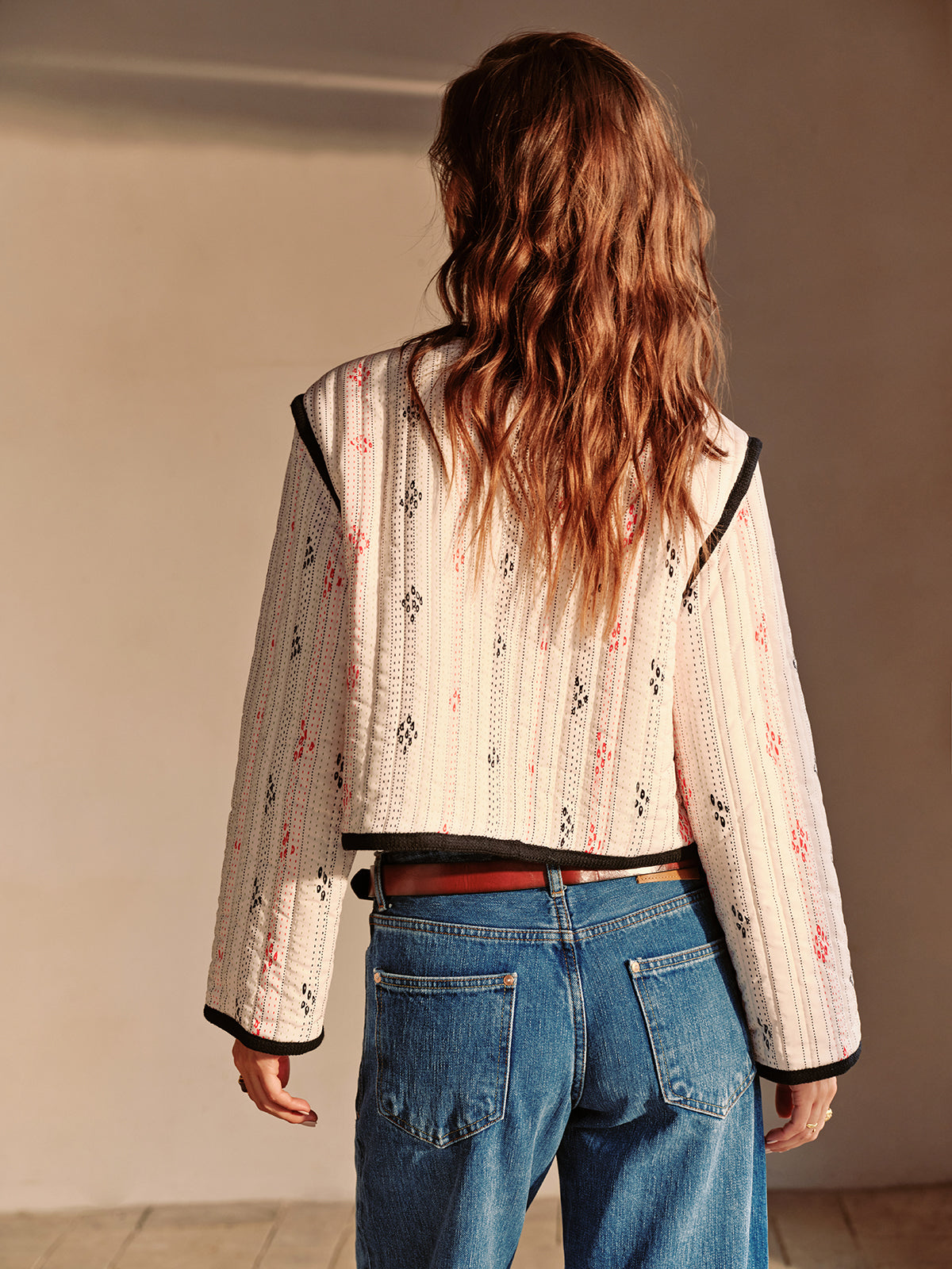 Boheme Kontrast Dikişli Kısa Ceket Shine Aura