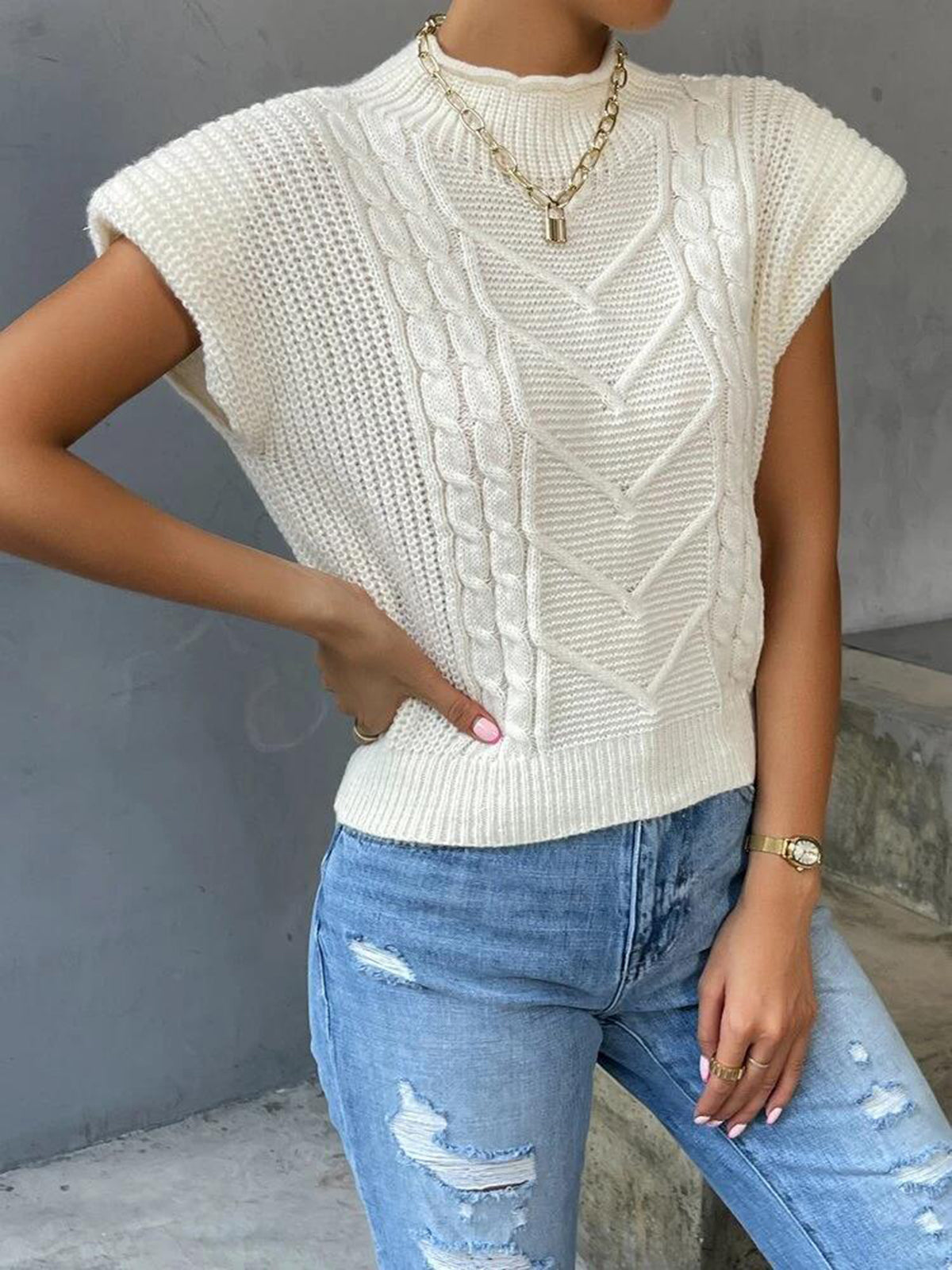 Düz Kısa Kollu Süveter Shine Aura