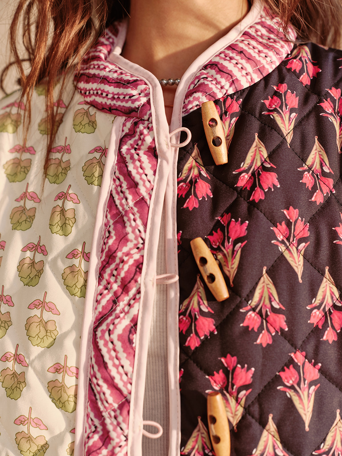 Boheme Çiçek Desenli Kış Palto Shine Aura