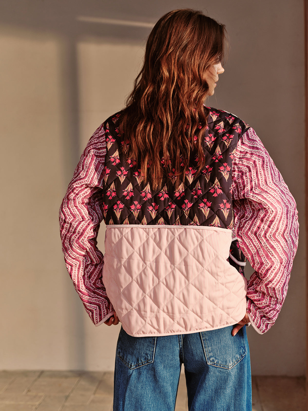 Boheme Çiçek Desenli Kış Palto Shine Aura