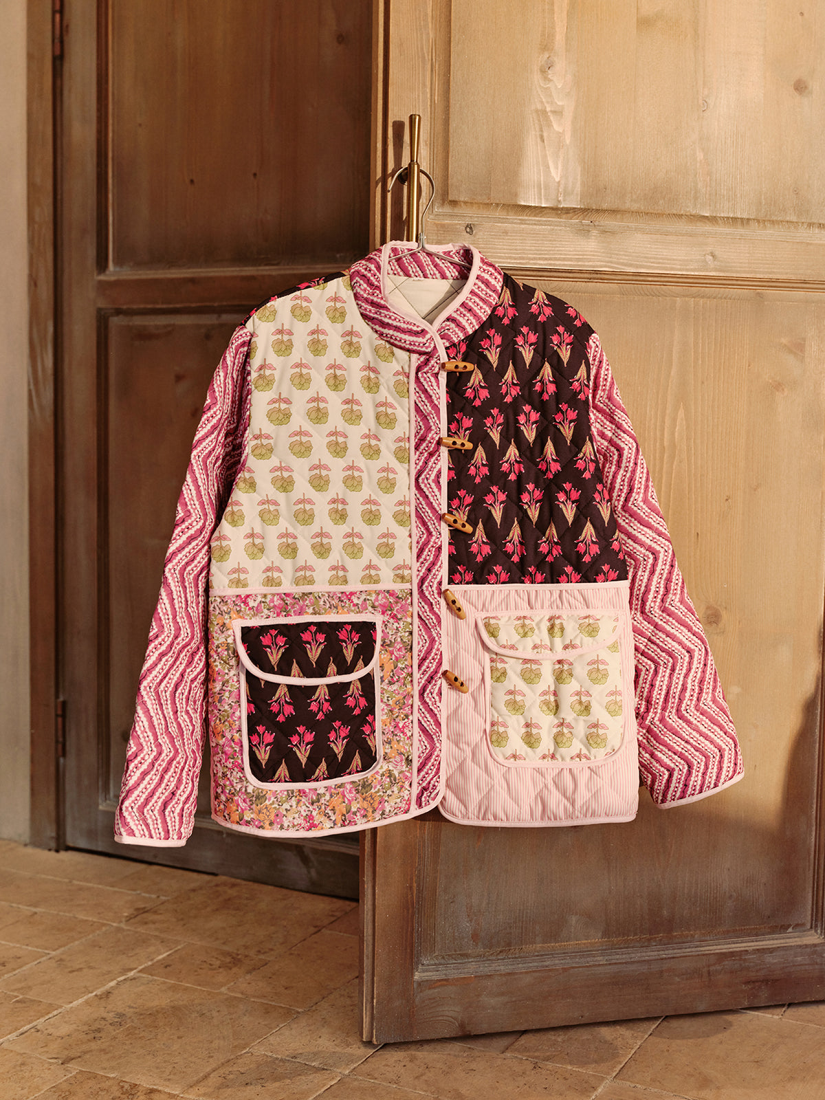 Boheme Çiçek Desenli Kış Palto Shine Aura