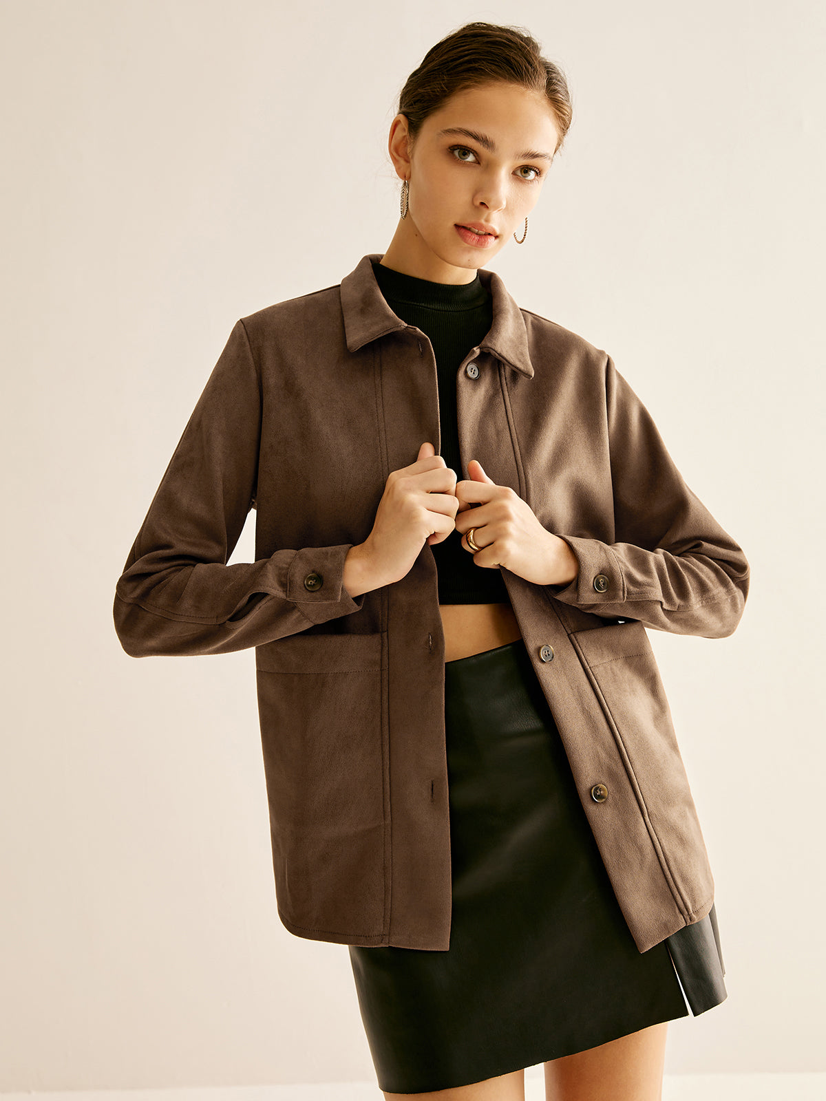 Pockets Suede Polo Shirt Shine Aura