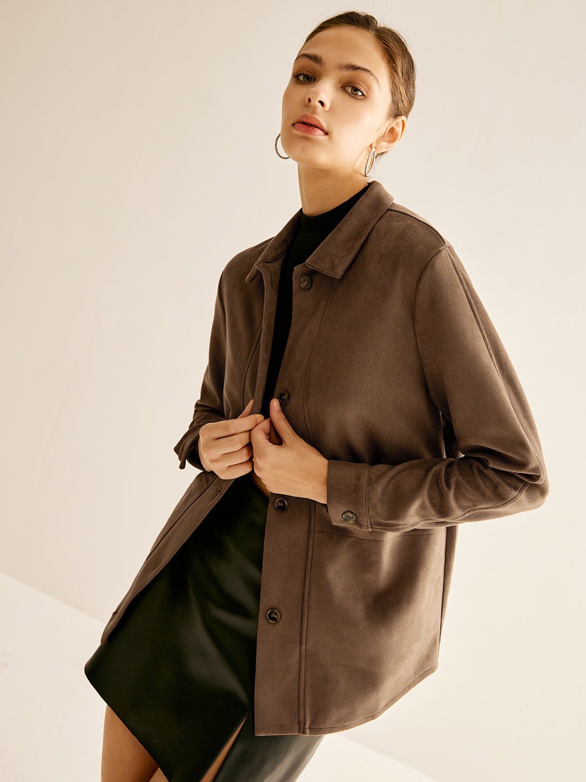 Pockets Suede Polo Shirt Shine Aura