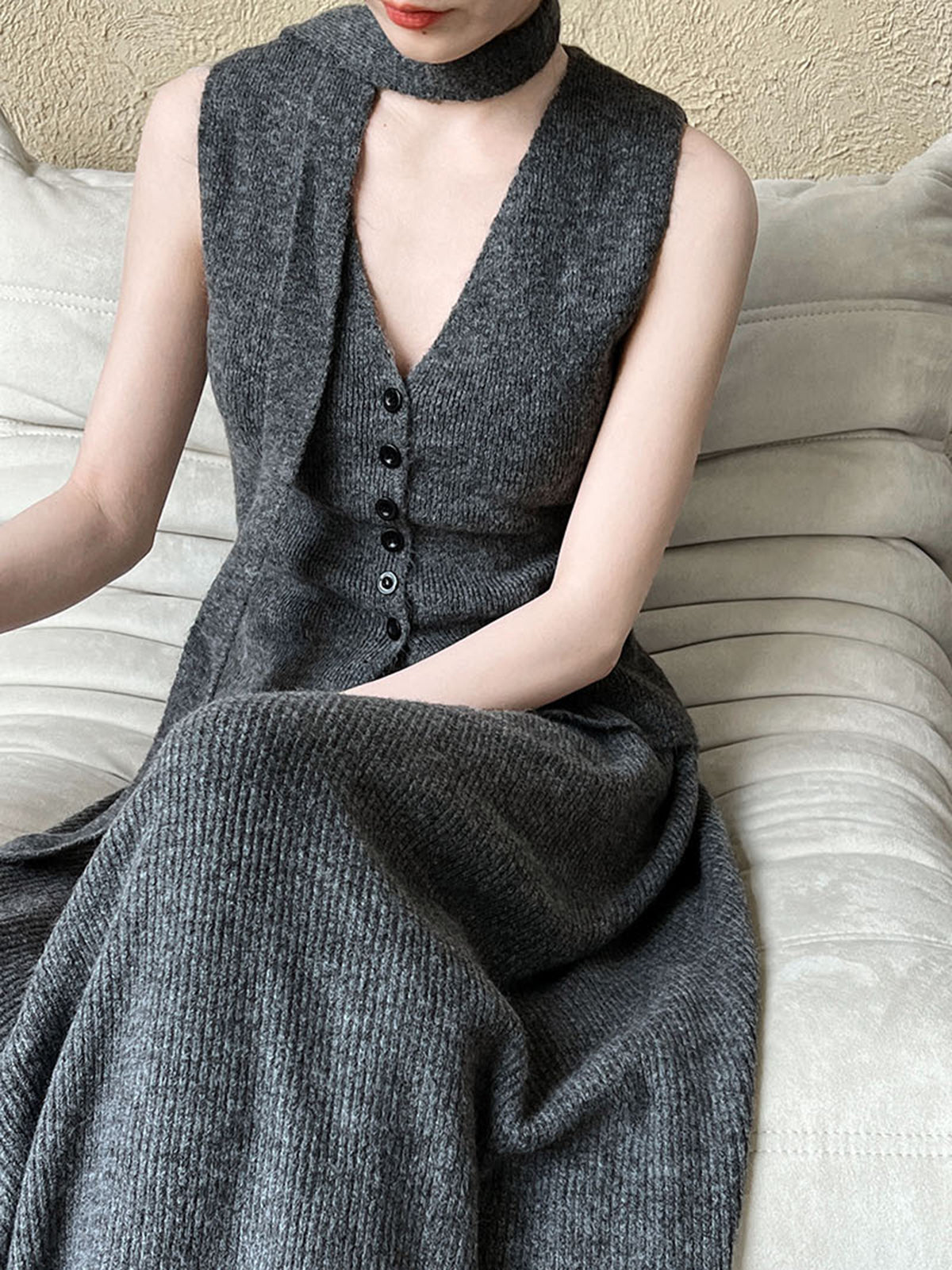 Soft Ribbed Belted Sweater Co-ord Shine Aura