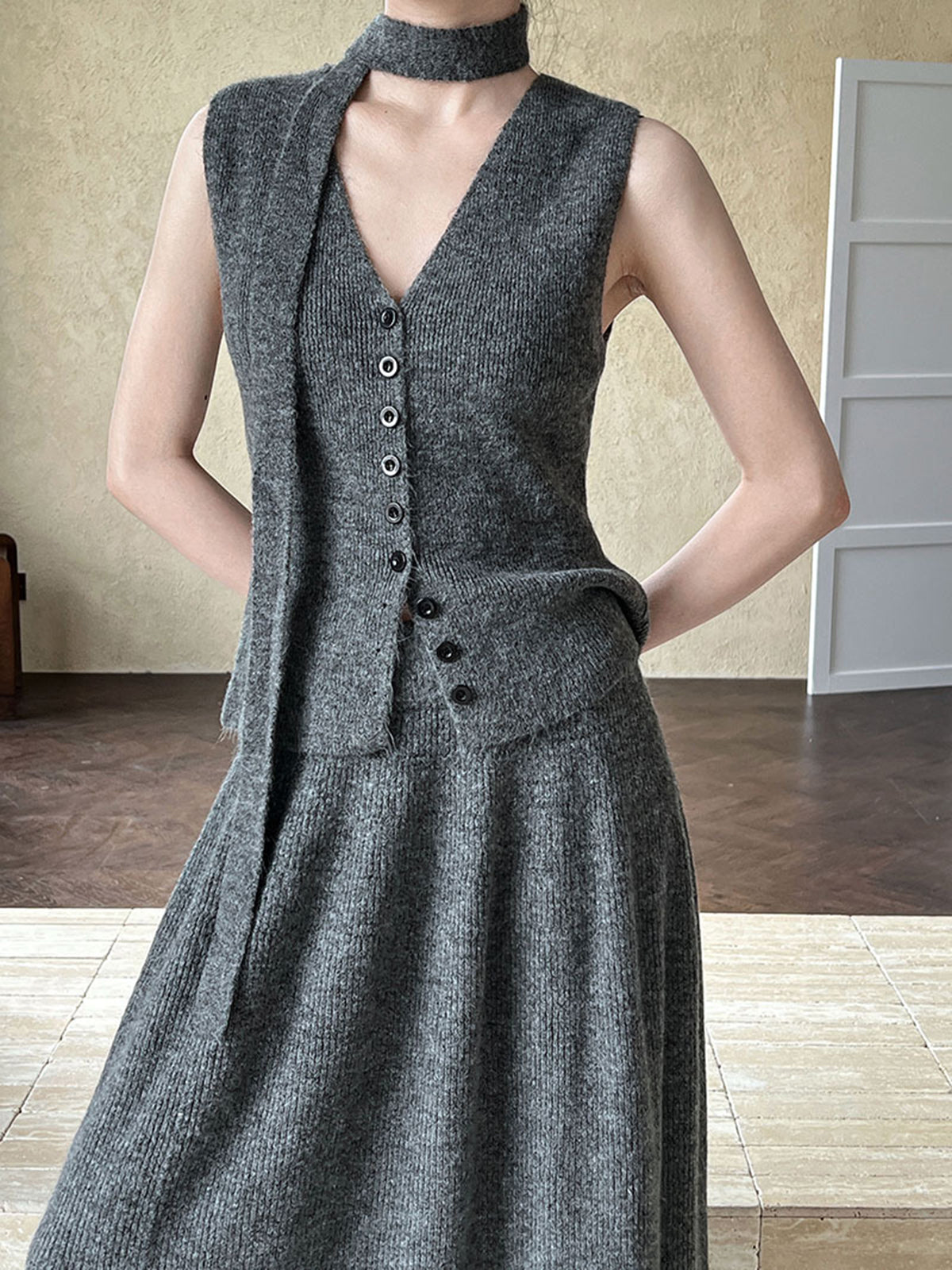Soft Ribbed Belted Sweater Co-ord Shine Aura