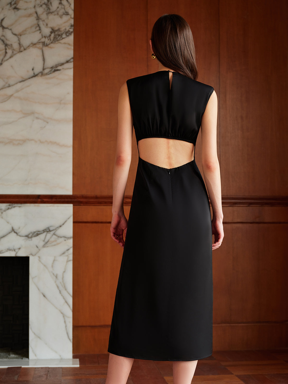 Metal Detaylı Backless Plise Tank Elbise Shine Aura