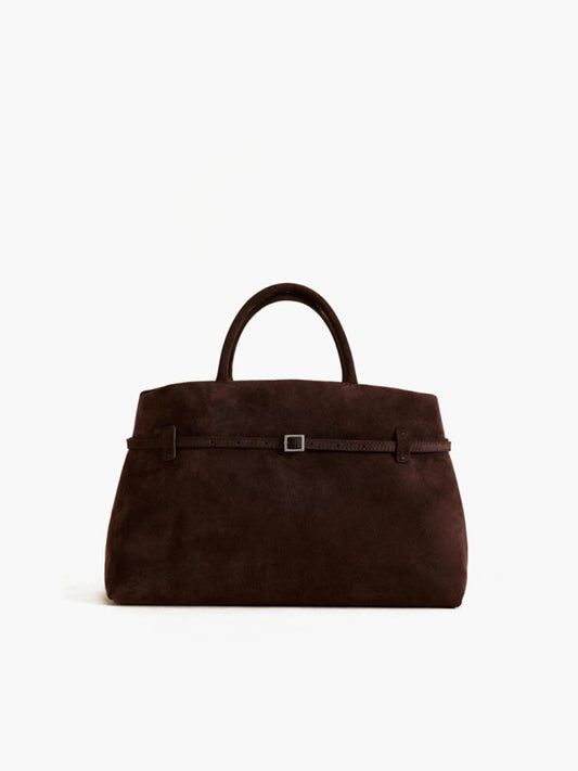 Vintage Buckle-Design Top-Handle Bag Shine Aura