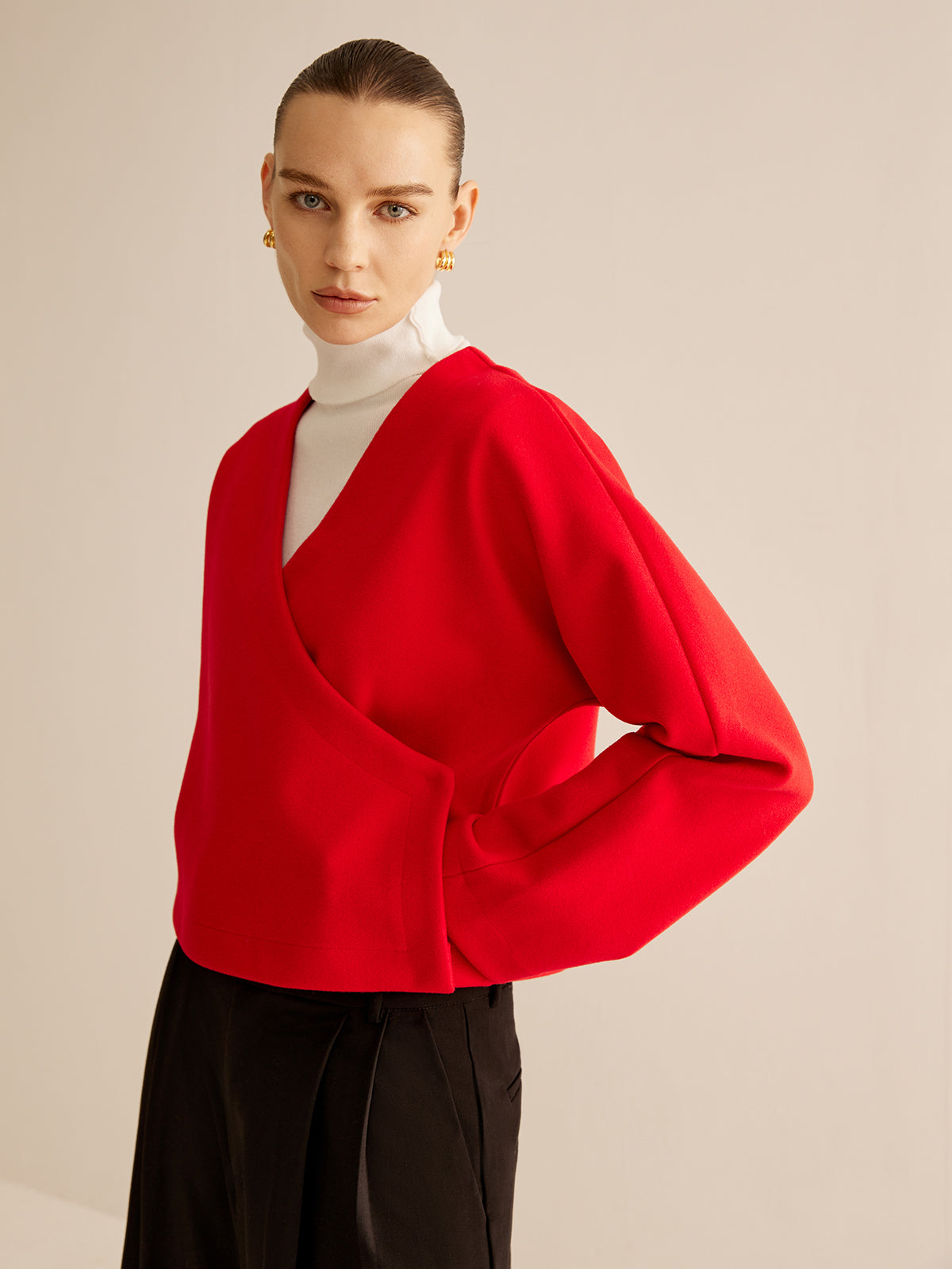 V-Yaka Çapraz Ceket Shine Aura