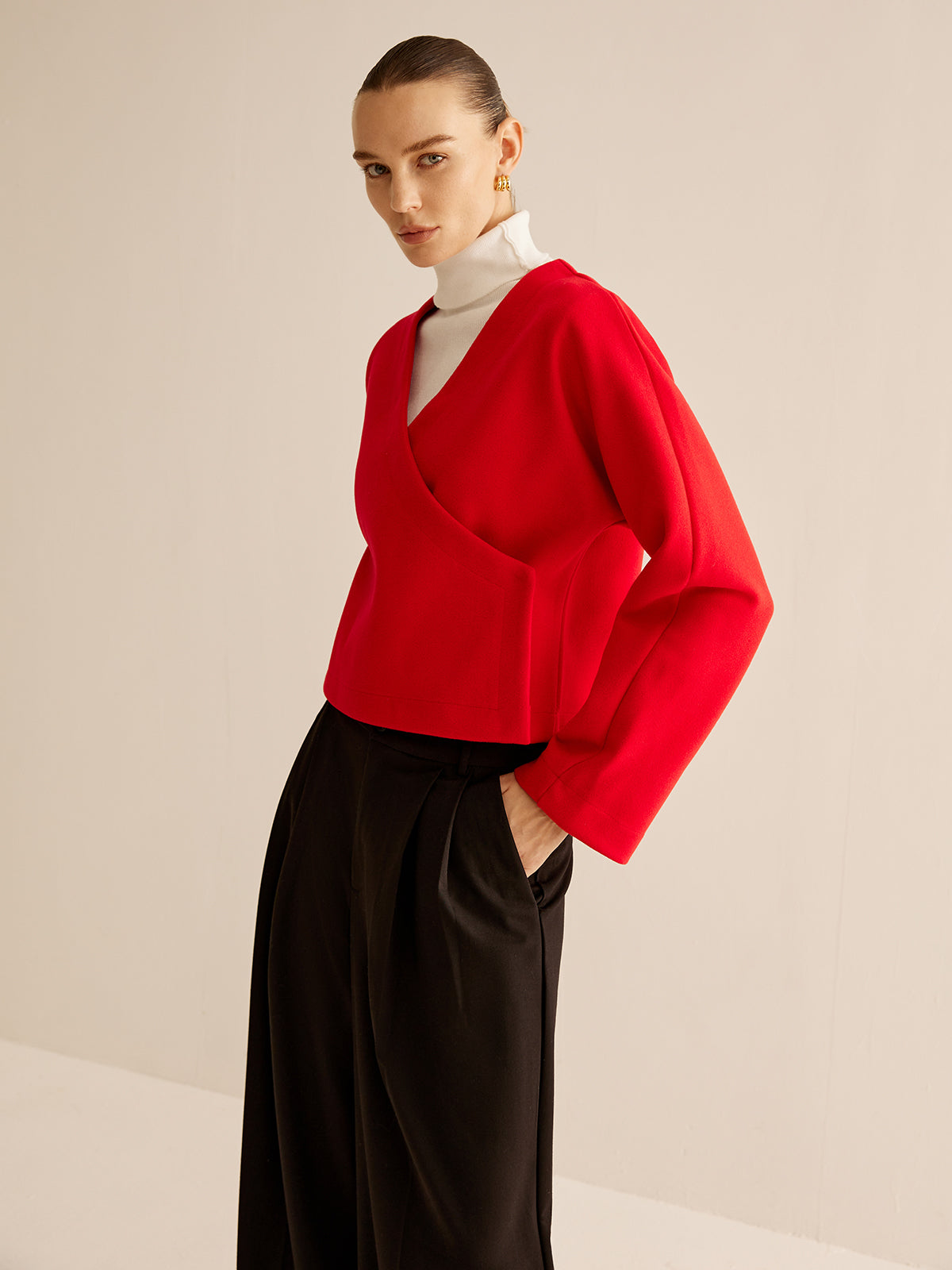 V-Yaka Çapraz Ceket Shine Aura