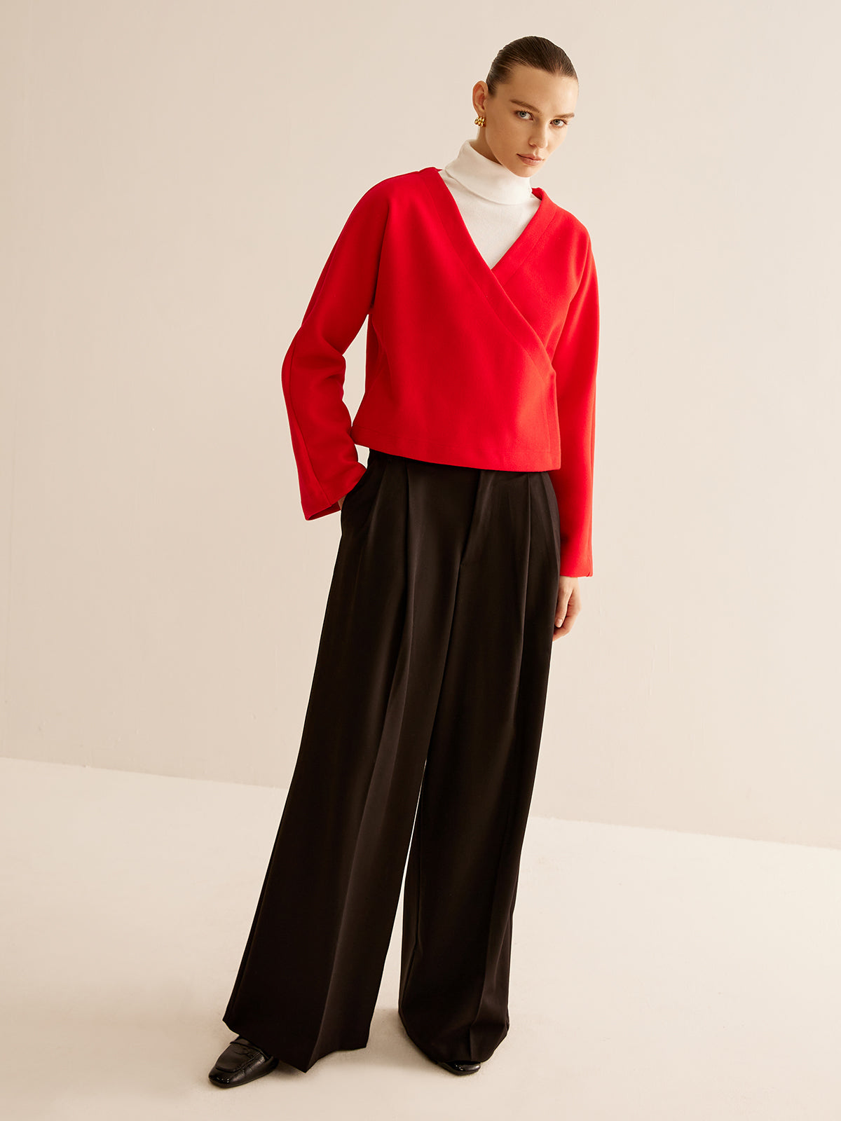 V-Yaka Çapraz Ceket Shine Aura