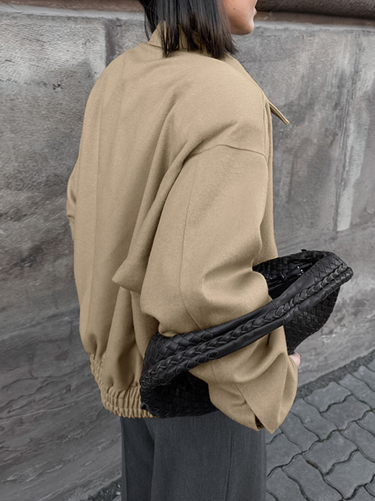 Sade Kısa Fermuarlı Polo Ceket Shine Aura