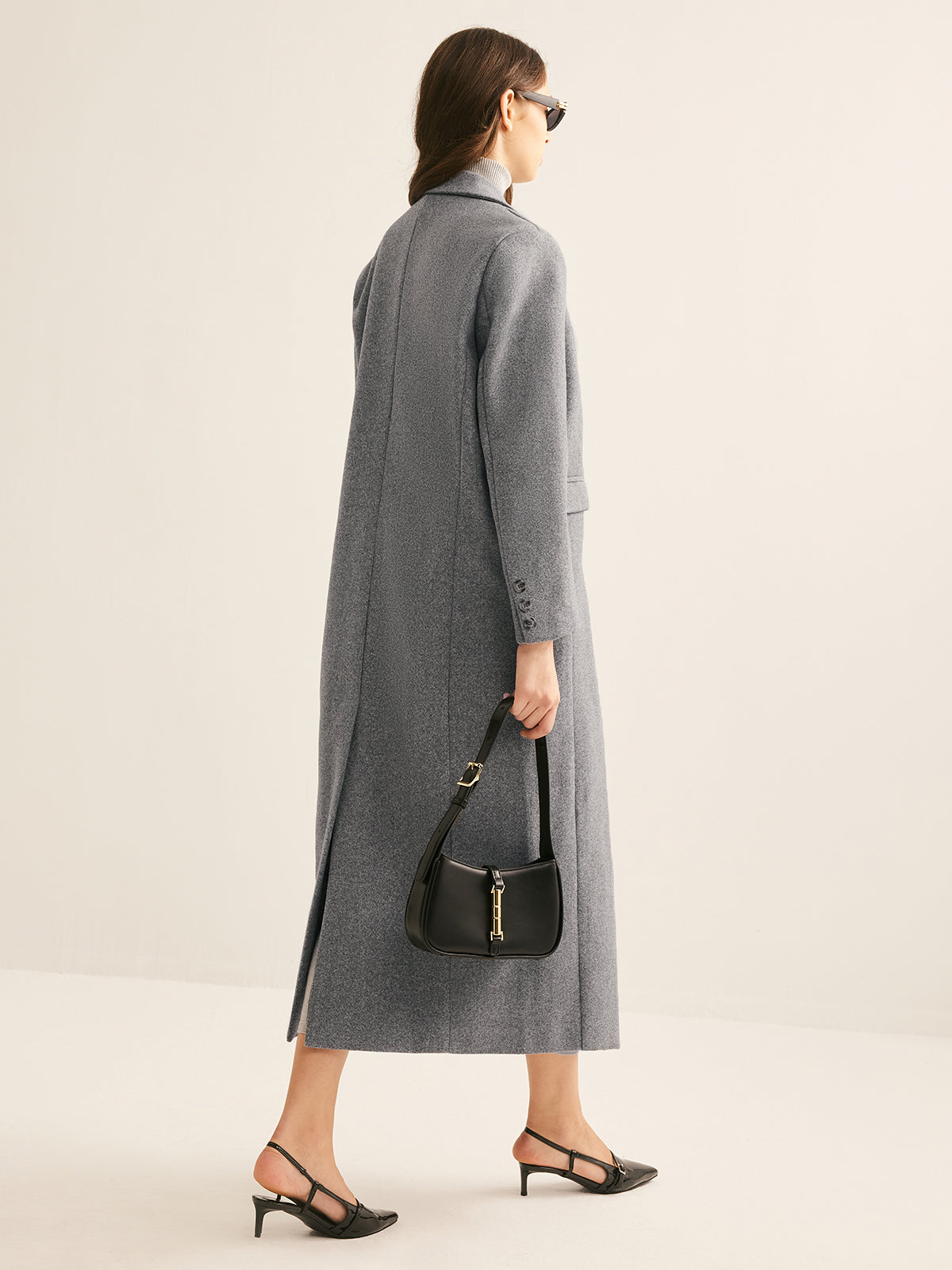 Yaka Cep Detaylı Uzun Kaban Shine Aura